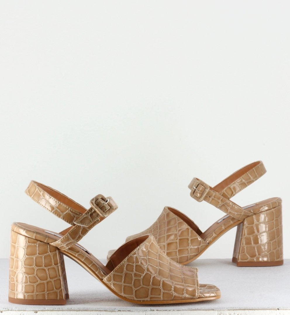 Sandales en cuir effet croco taupe - Rita Liso