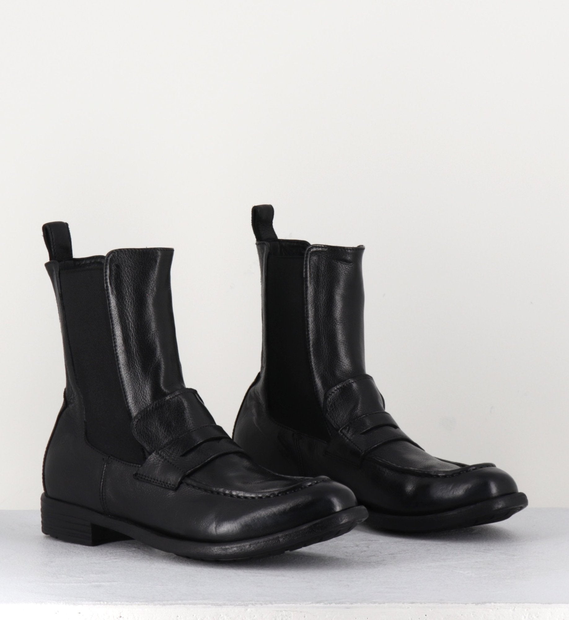 Boots-moccassins chelsea en cuir noir - MARS 142 NERO