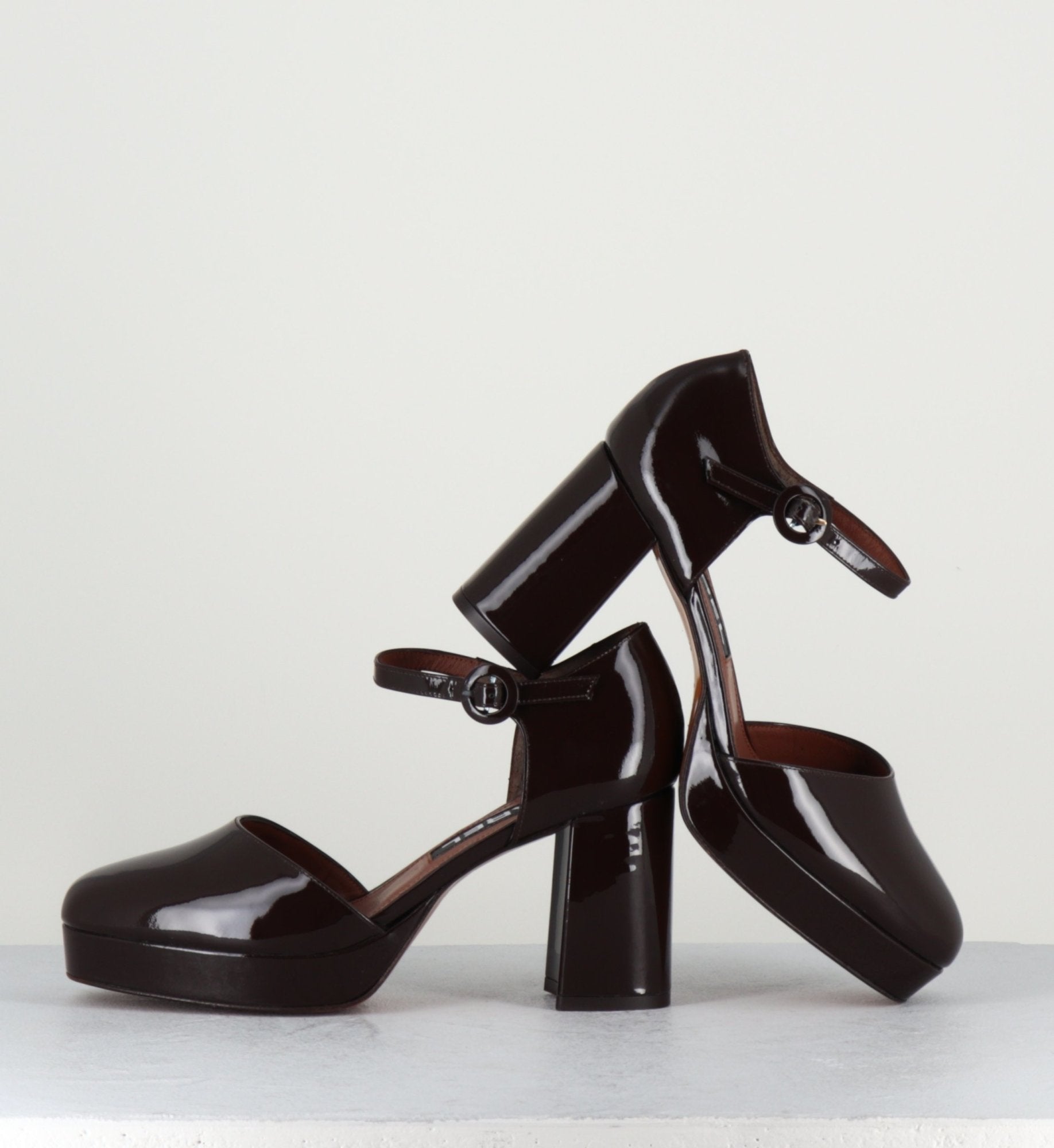 Babies en cuir vernis chocolat - CAMELIA CHOCOLAT