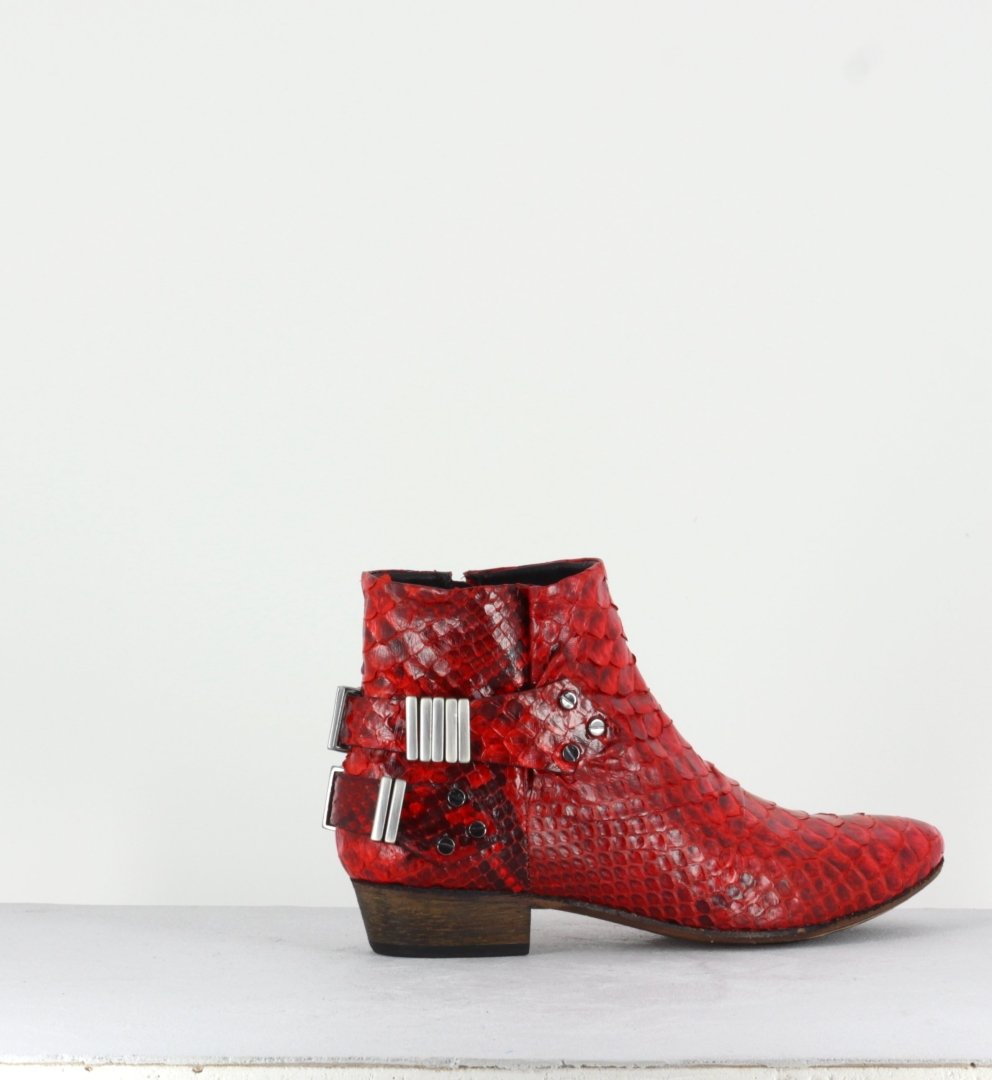 Bottines en python rouge LO RED RUBY - Fury London