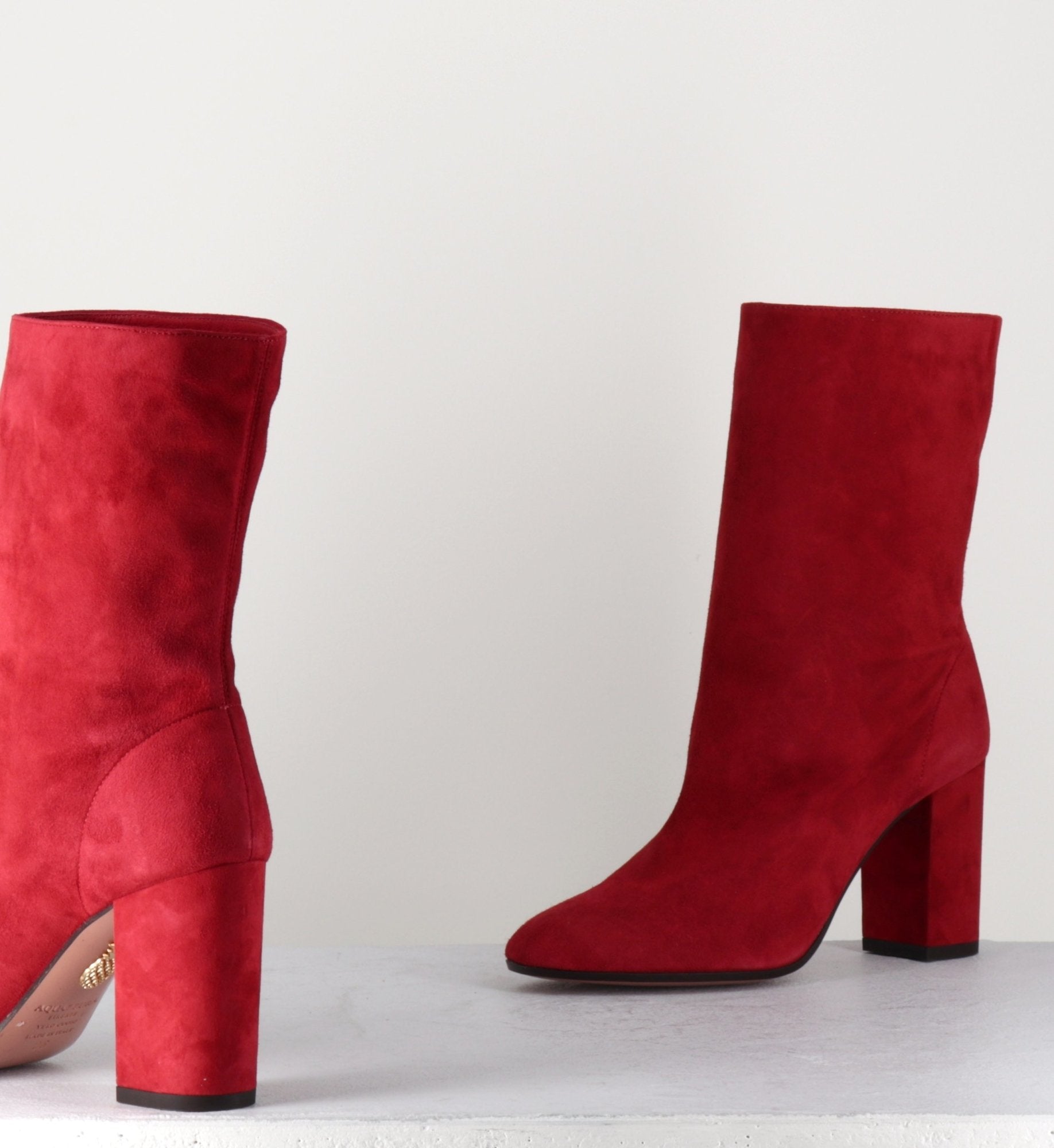 Bottines en suede rouge et tige ample Aquazzura - BOOGIE BOOTIE RED