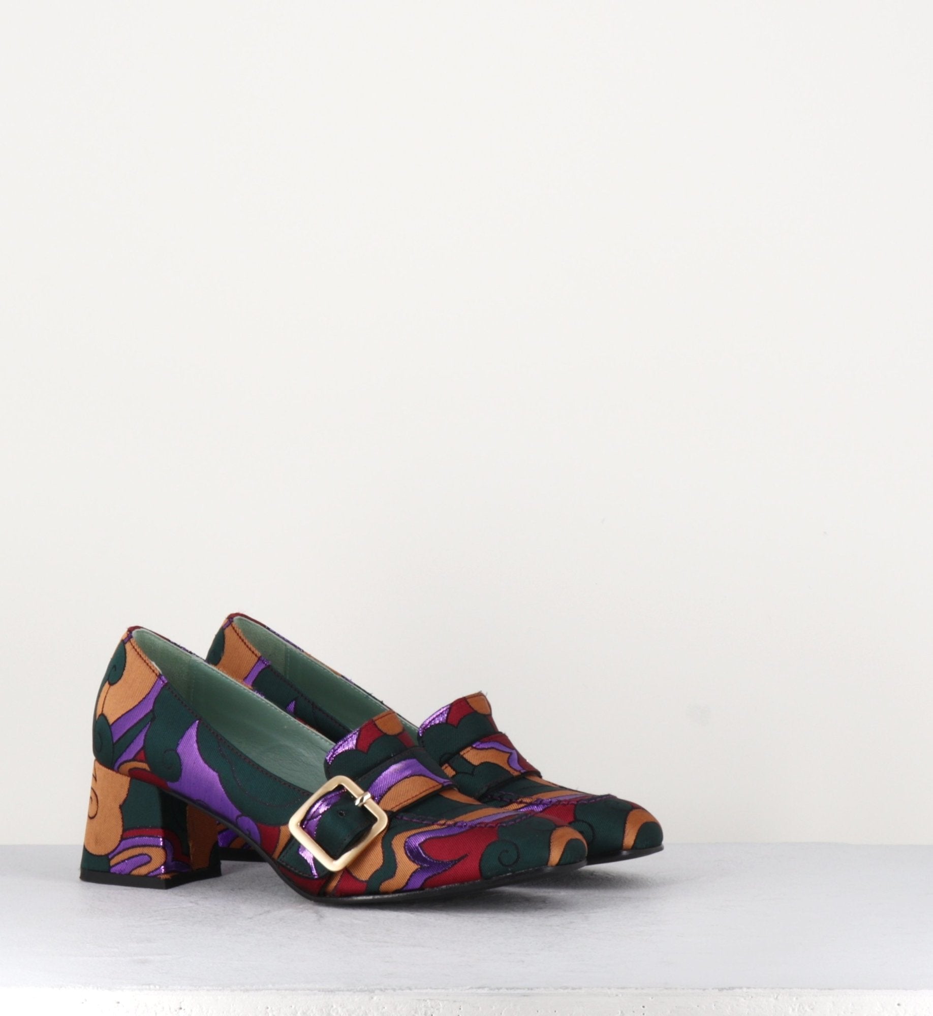 Mocassins à talons en toile multicolore D83S3 - Paola D'Arcano