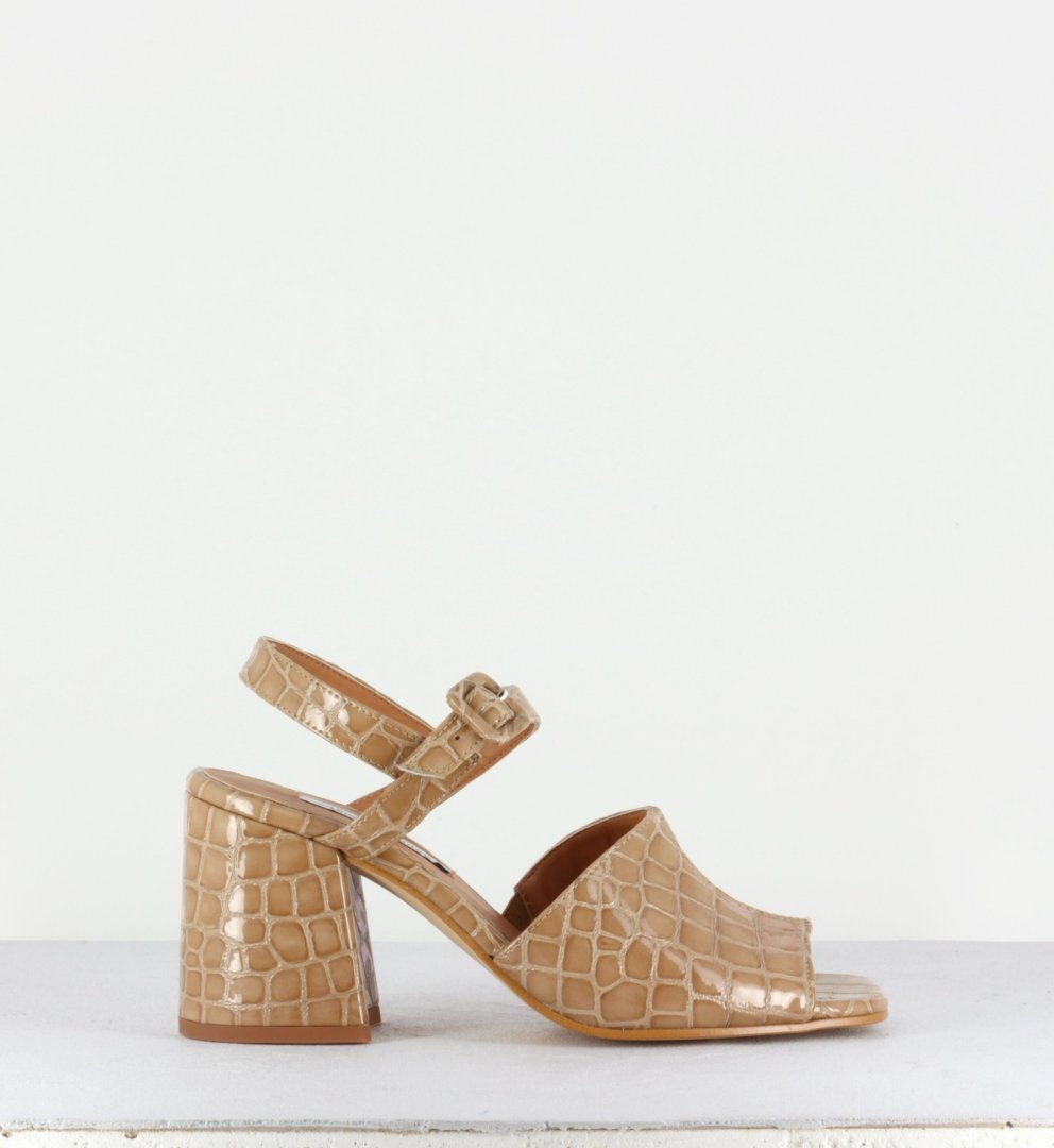 Sandales en cuir effet croco taupe - Rita Liso