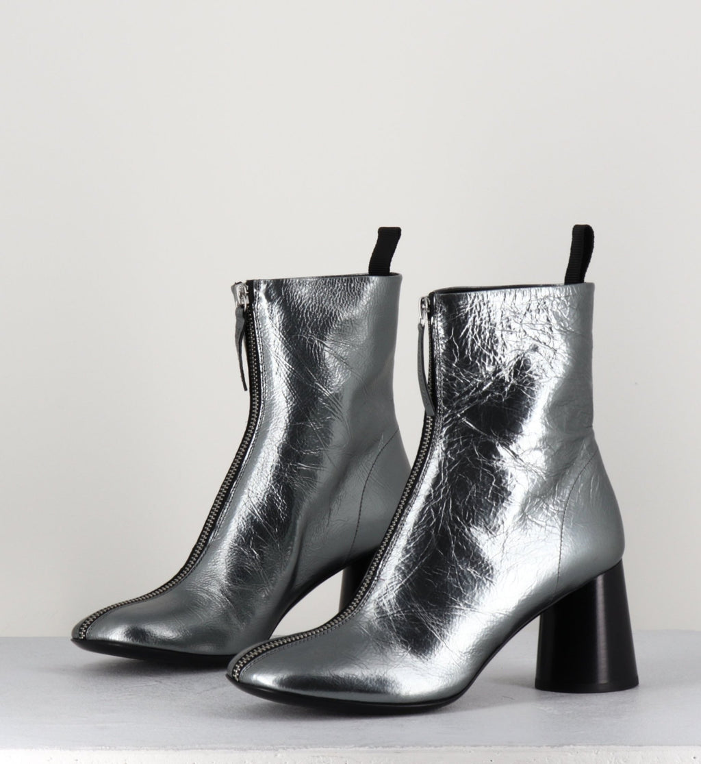 Bottines en cuir métallisé argent très souple - ACE07 METAL