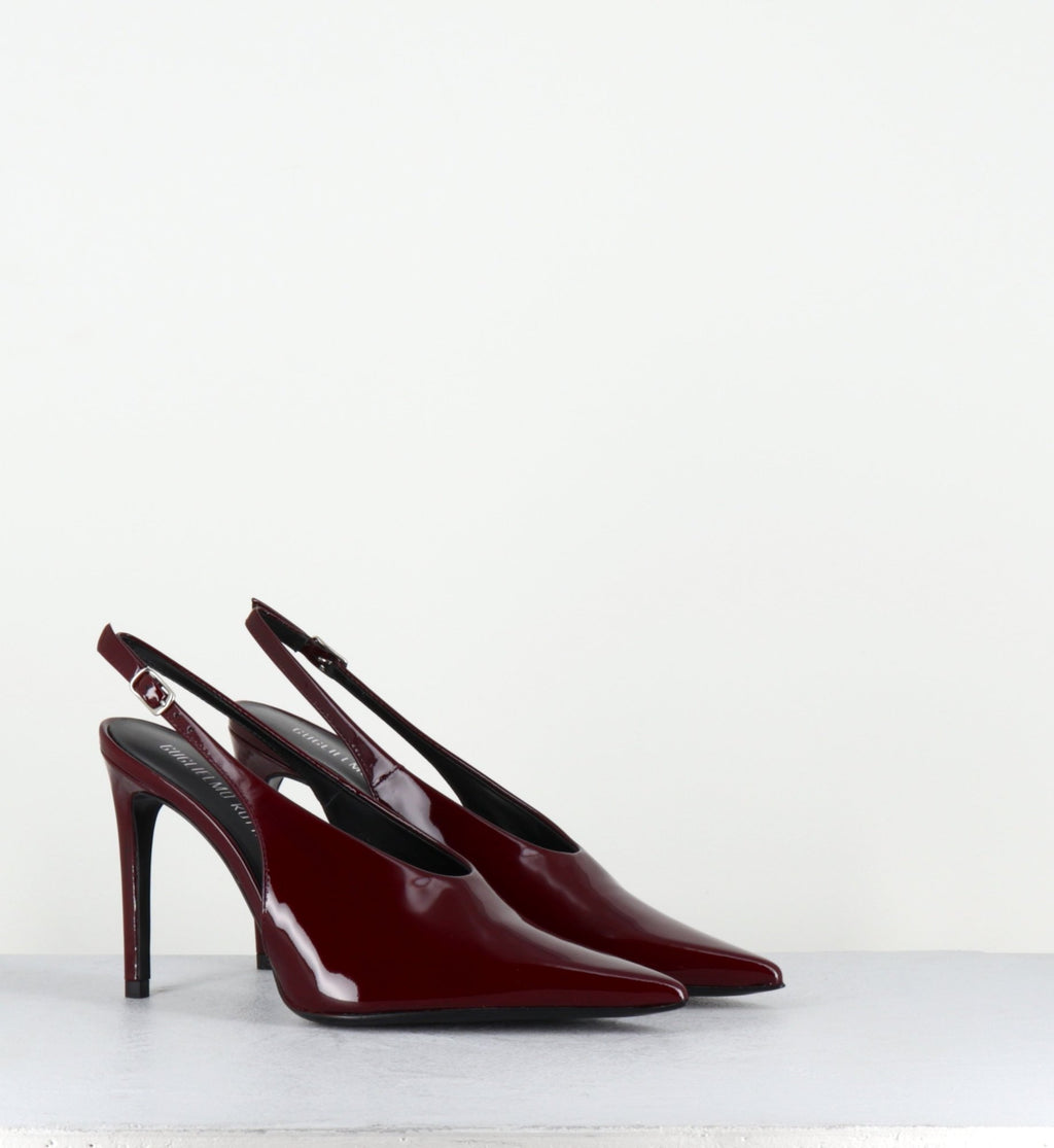 Escarpins slingback talon haut en cuir vernis bordeaux - FEEL VERNICE BURGUNDY
