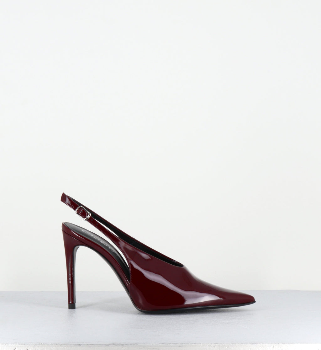 Escarpins slingback talon haut en cuir vernis bordeaux - FEEL VERNICE BURGUNDY