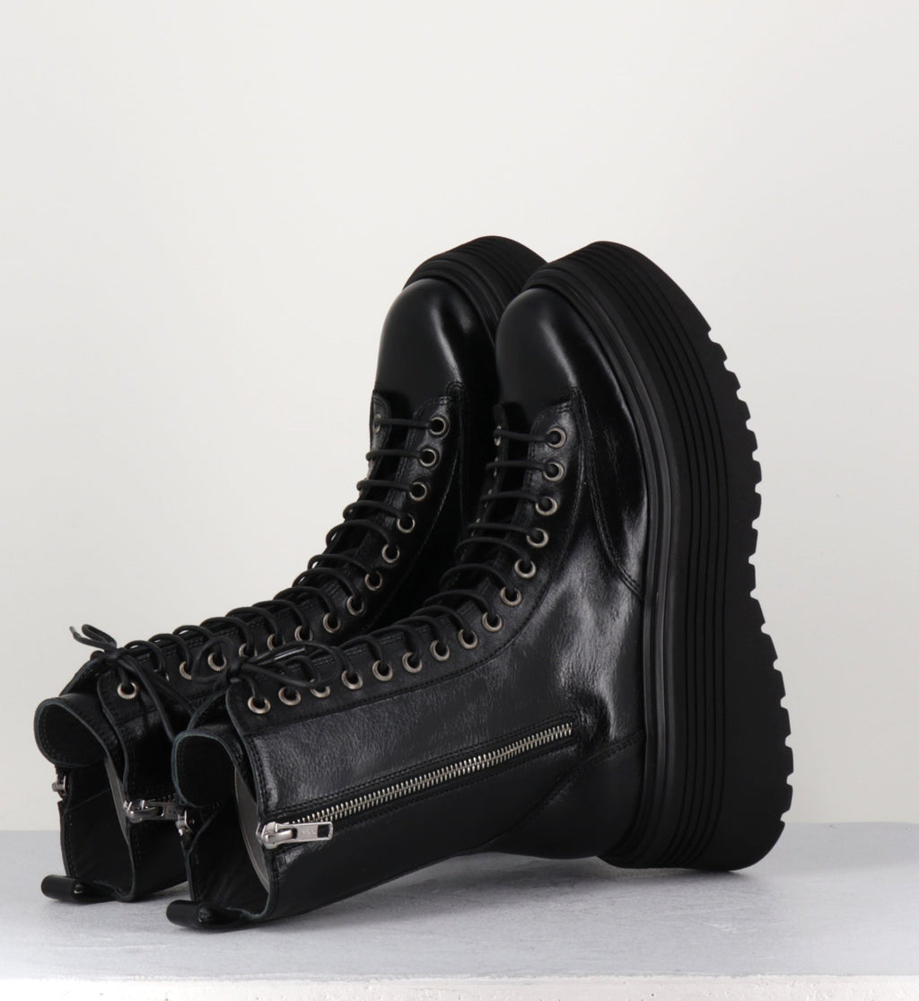 Boots rangers à zip & lacets - PIANU NERO