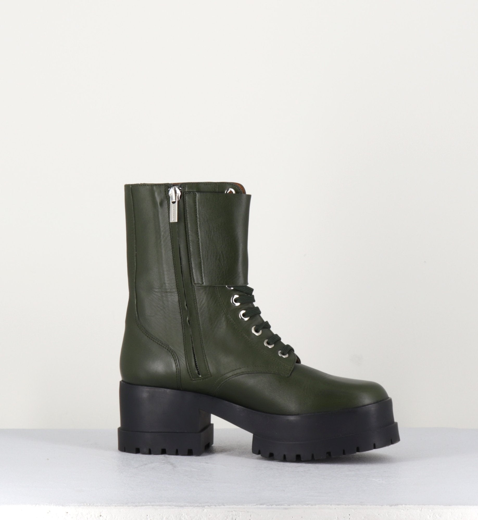 Bottines à lacets en cuir kaki Clergerie Paris - WILLY2