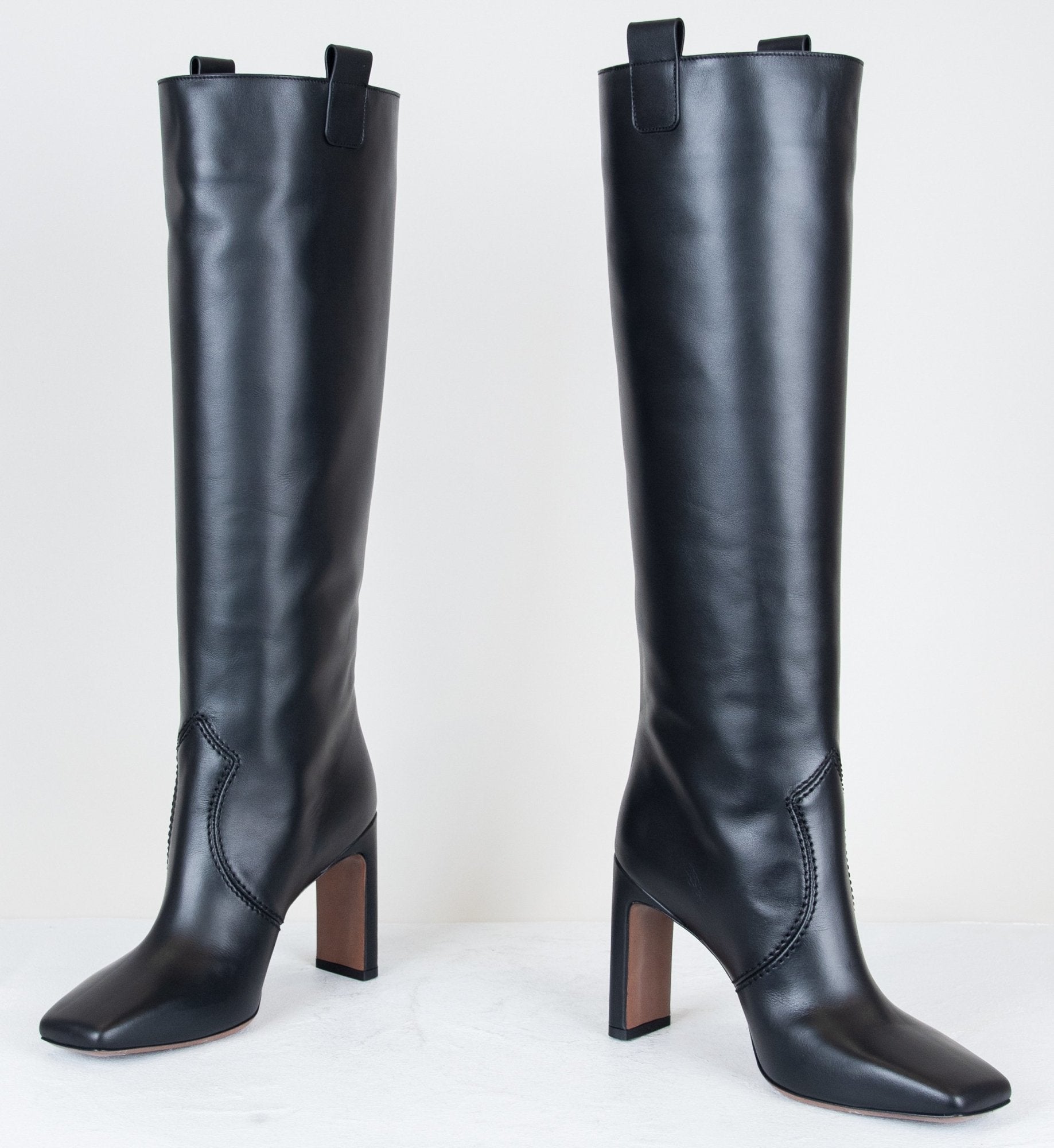 Bottes en cuir noir à talon fin - LDO051 BLACK