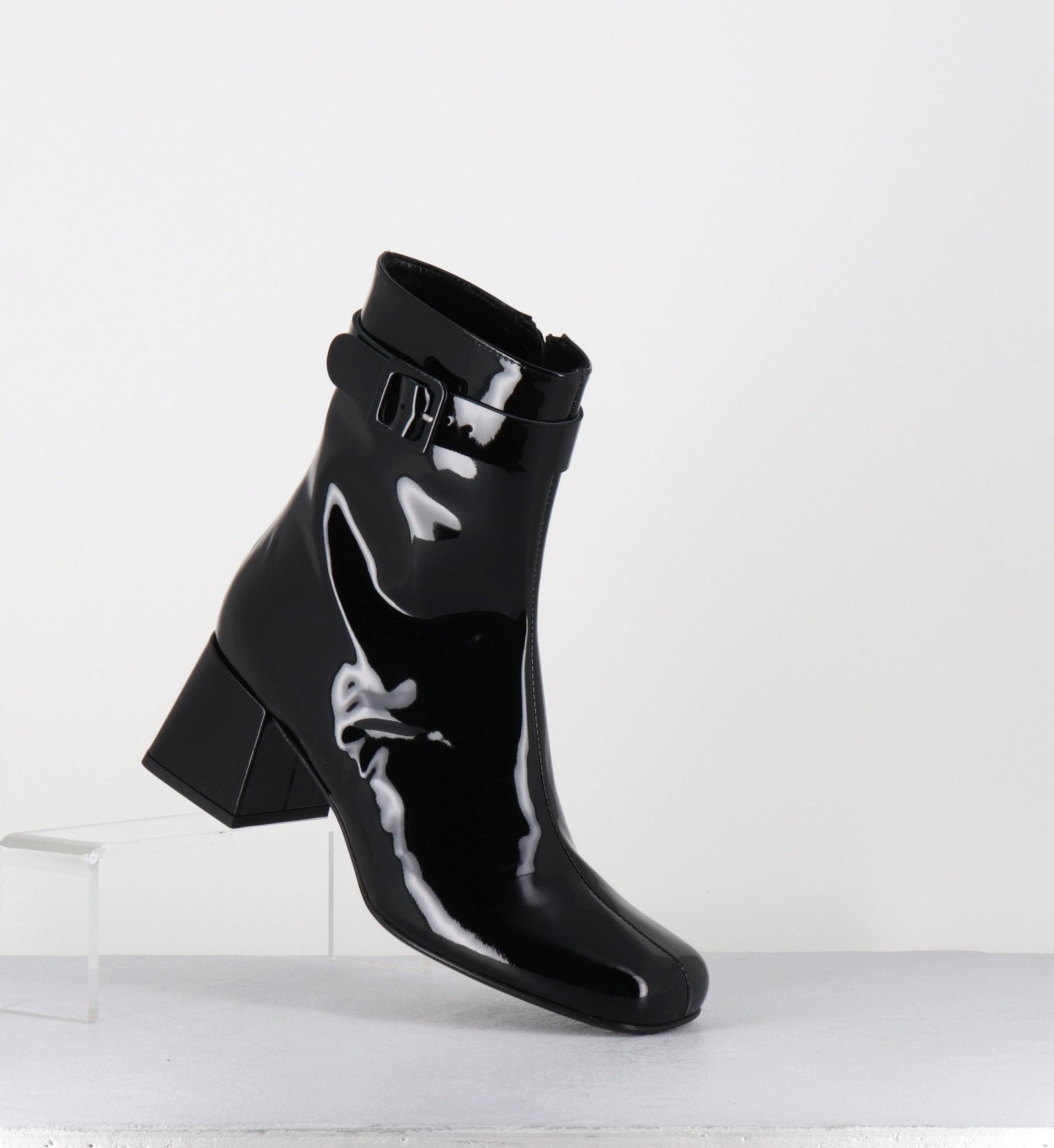 Boots 60s en cuir vernis noir - XERT VERNICE BLACK