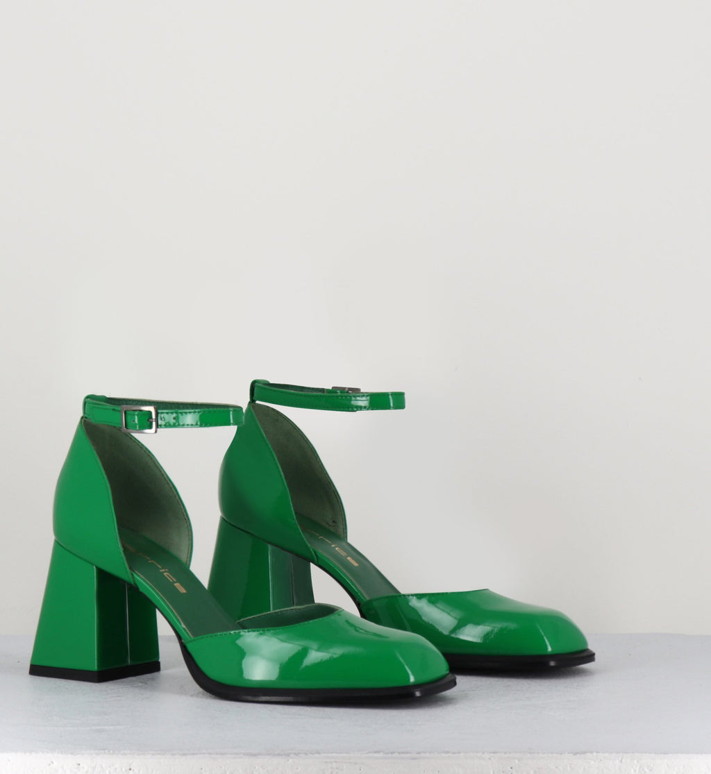 Babies en cuir vernis vert à talon - MIA70 VERDE