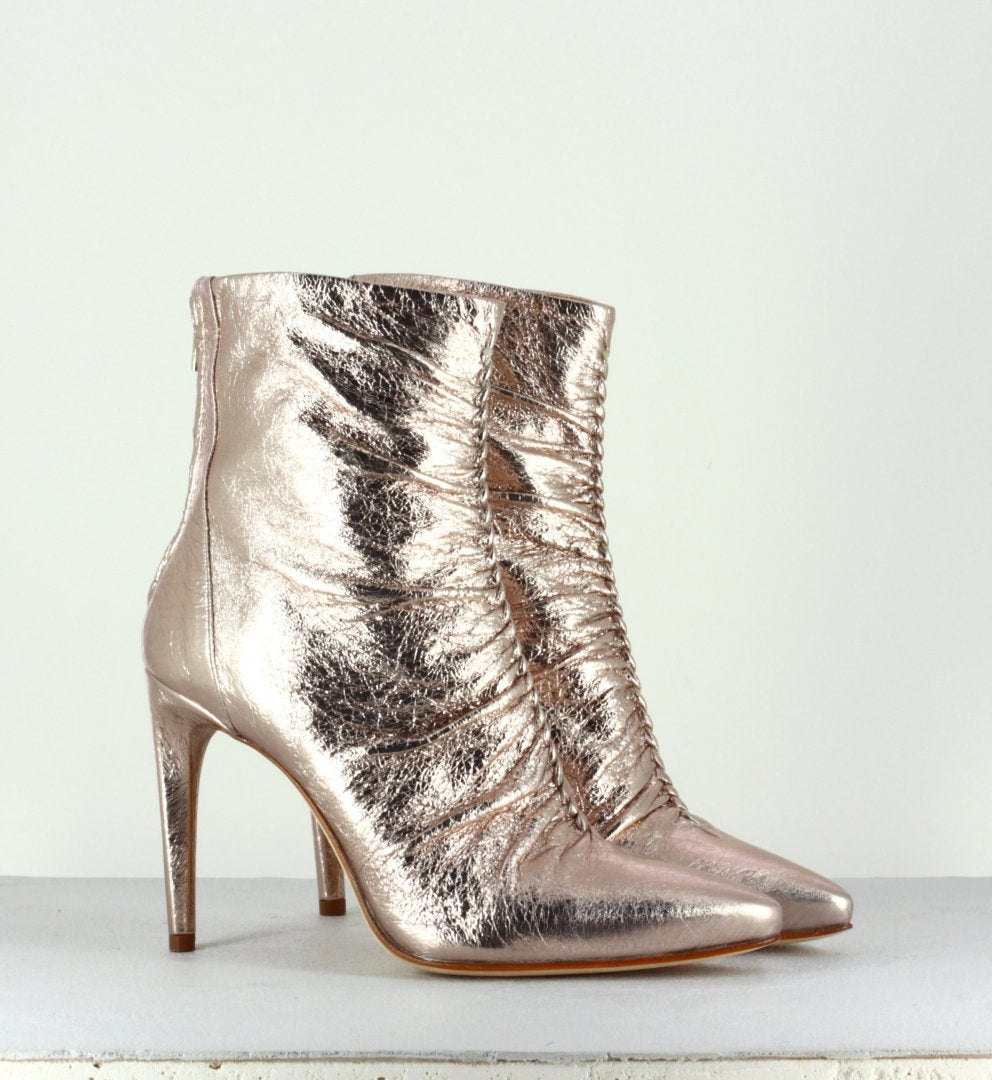 Bottines pointues en cuir platine Garrice Collection Fruit - 6245