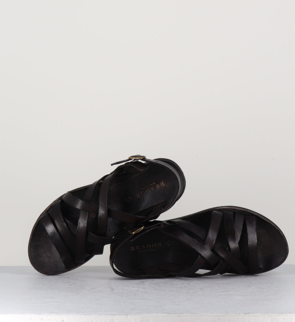 Sandales multi-brides en cuir marron - 34506 MORO