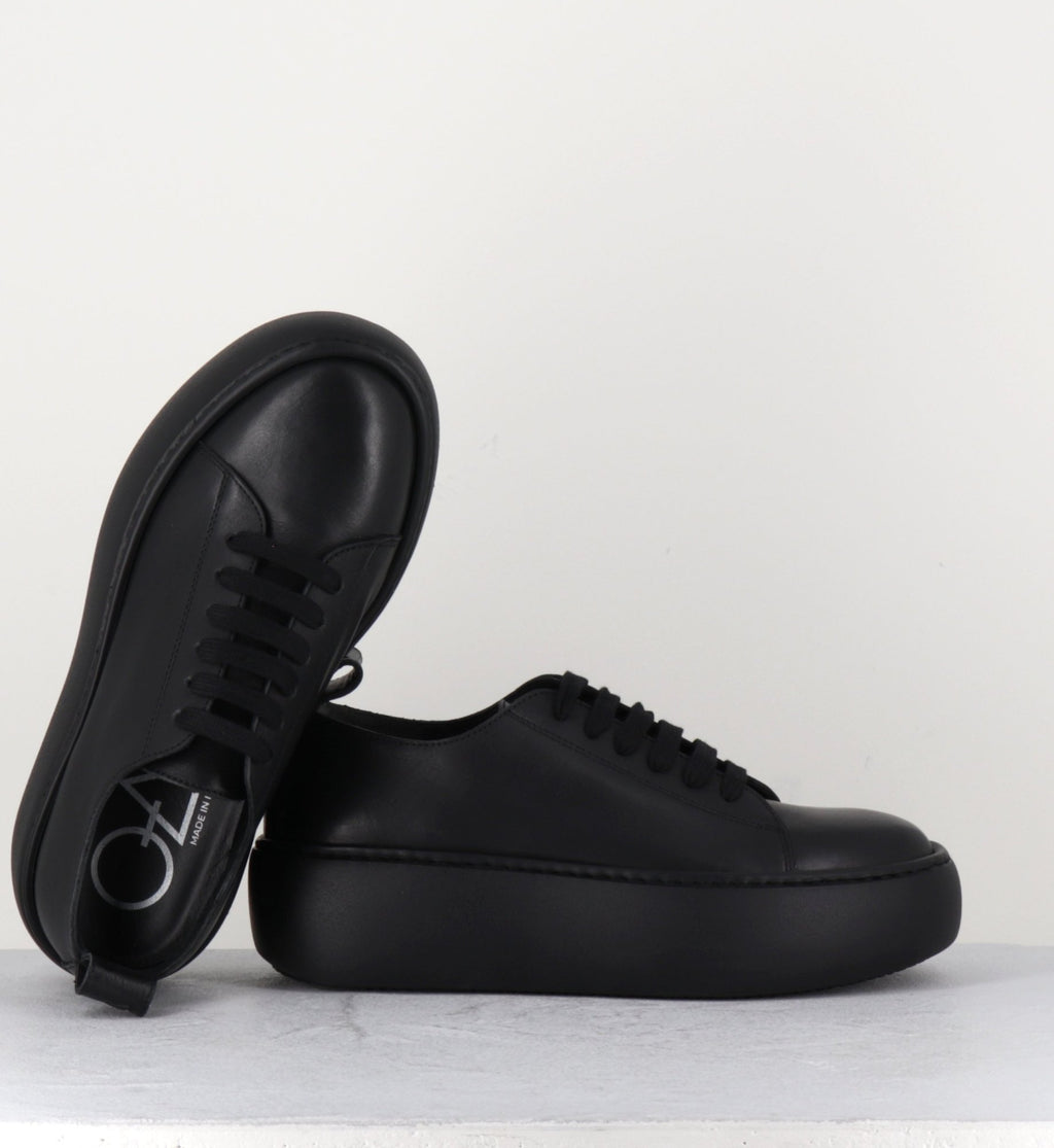 Baskets en cuir noir à lacets - A76CP CALF NERO