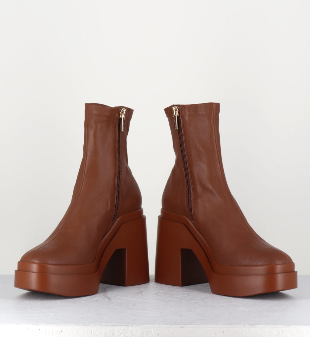Boots en cuir couleur bois stretch - NINAA BOIS