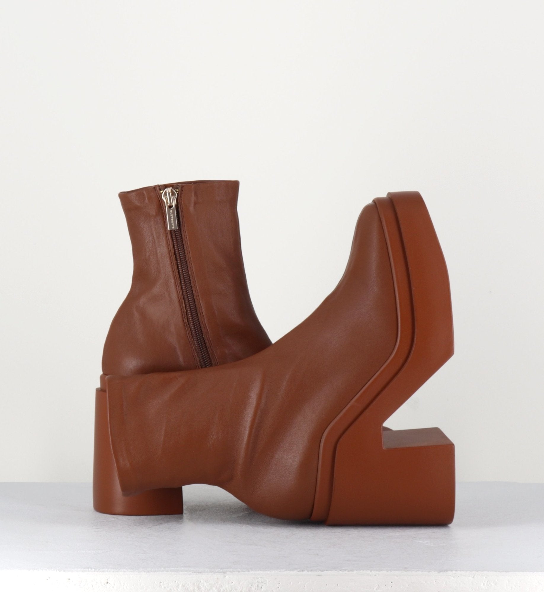 Boots en cuir couleur bois stretch - NINAA BOIS