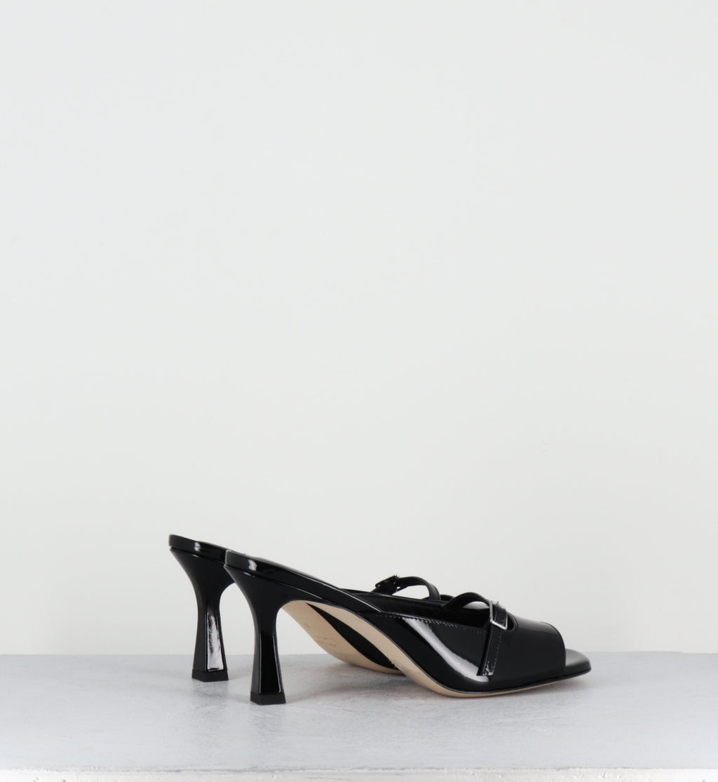 Mules à talon en cuir vernis noir - ABILE26 VERNICE NERO
