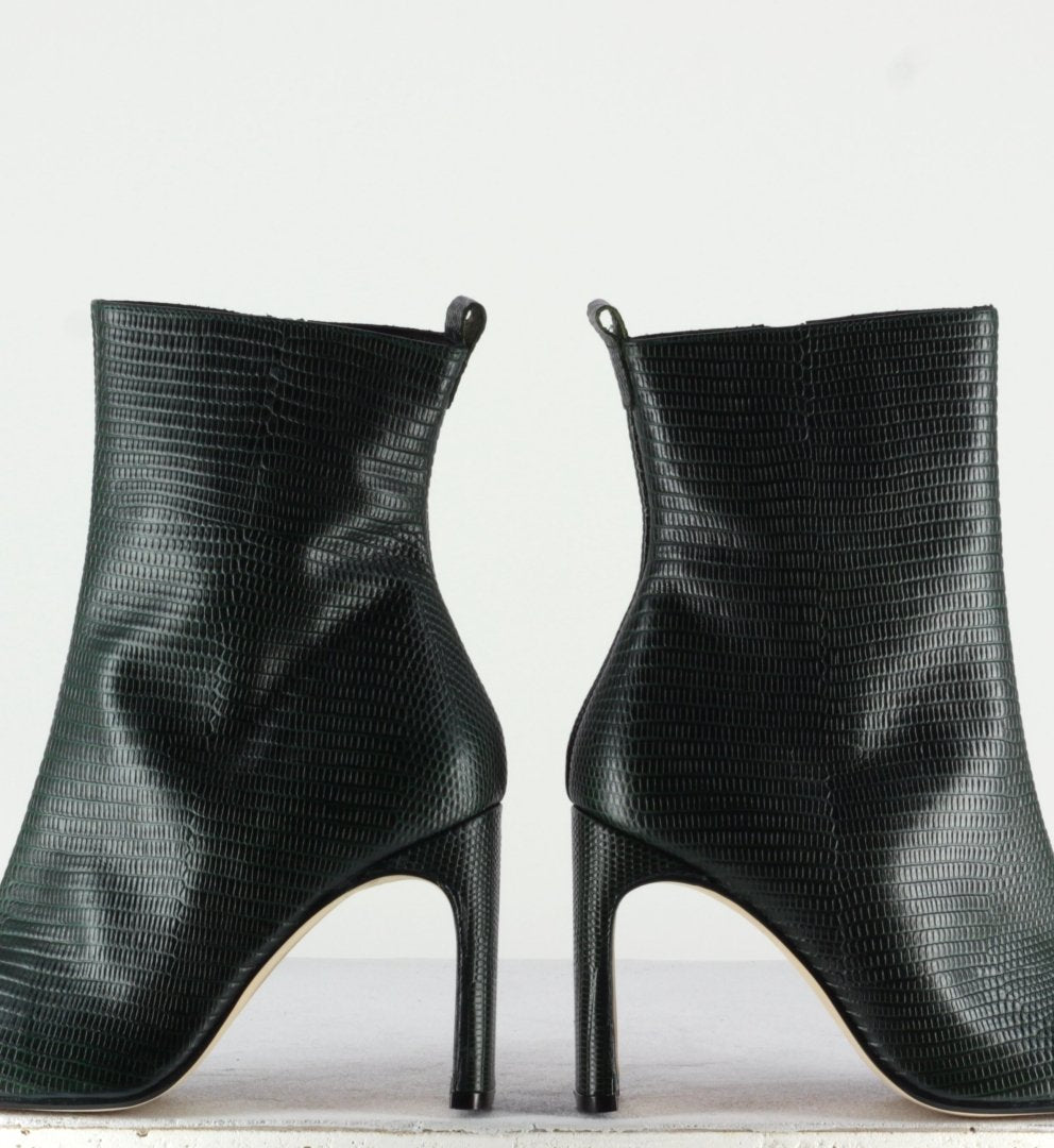 MARCELLE BOTTLE GREEN LEATHER BOOTS - MIISTA