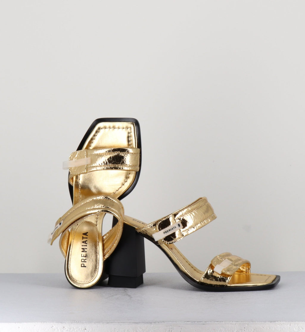 Sandales en cuir métallisé doré texturé - M6270 GOLD