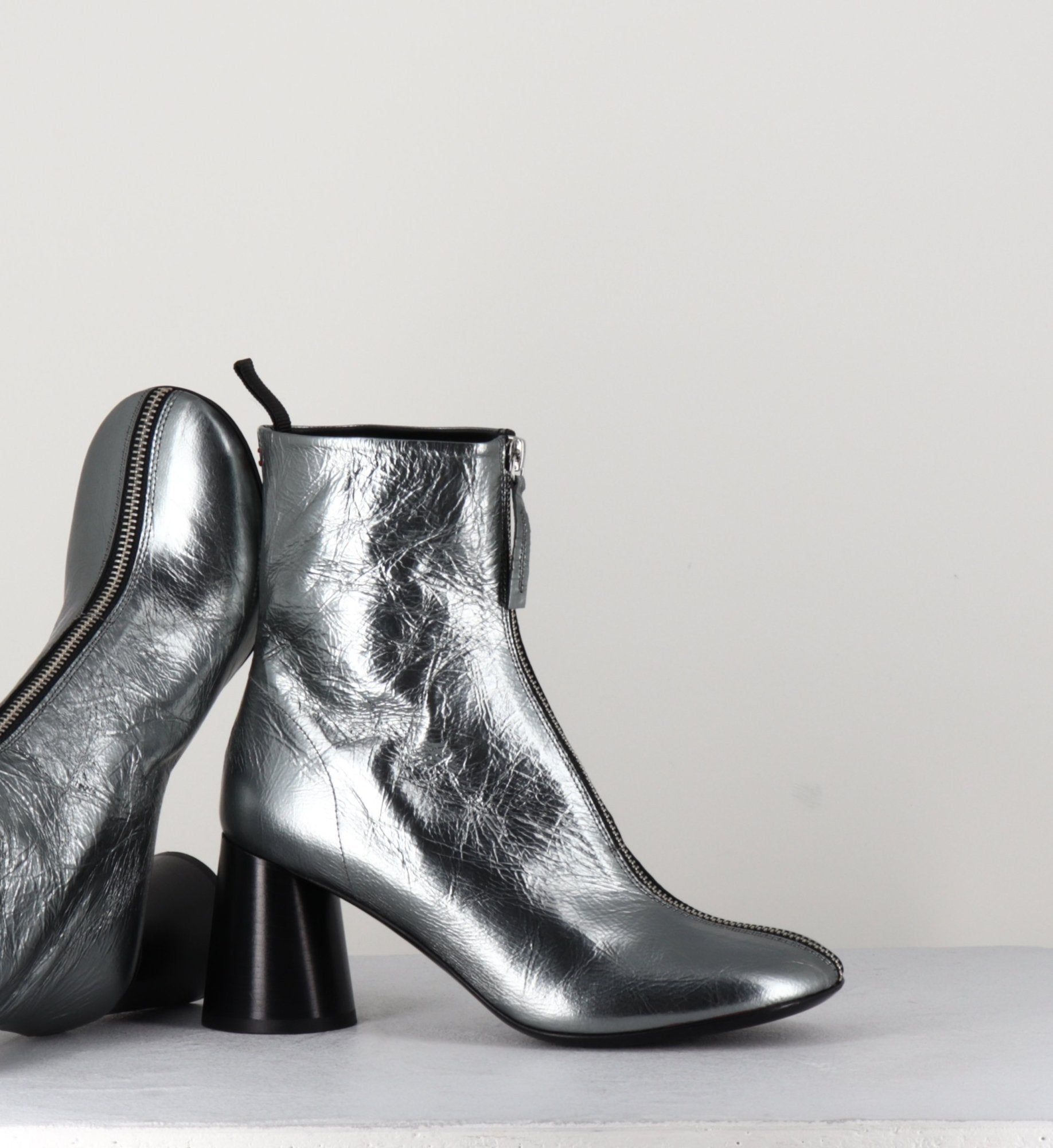 Bottines en cuir métallisé argent très souple - ACE07 METAL