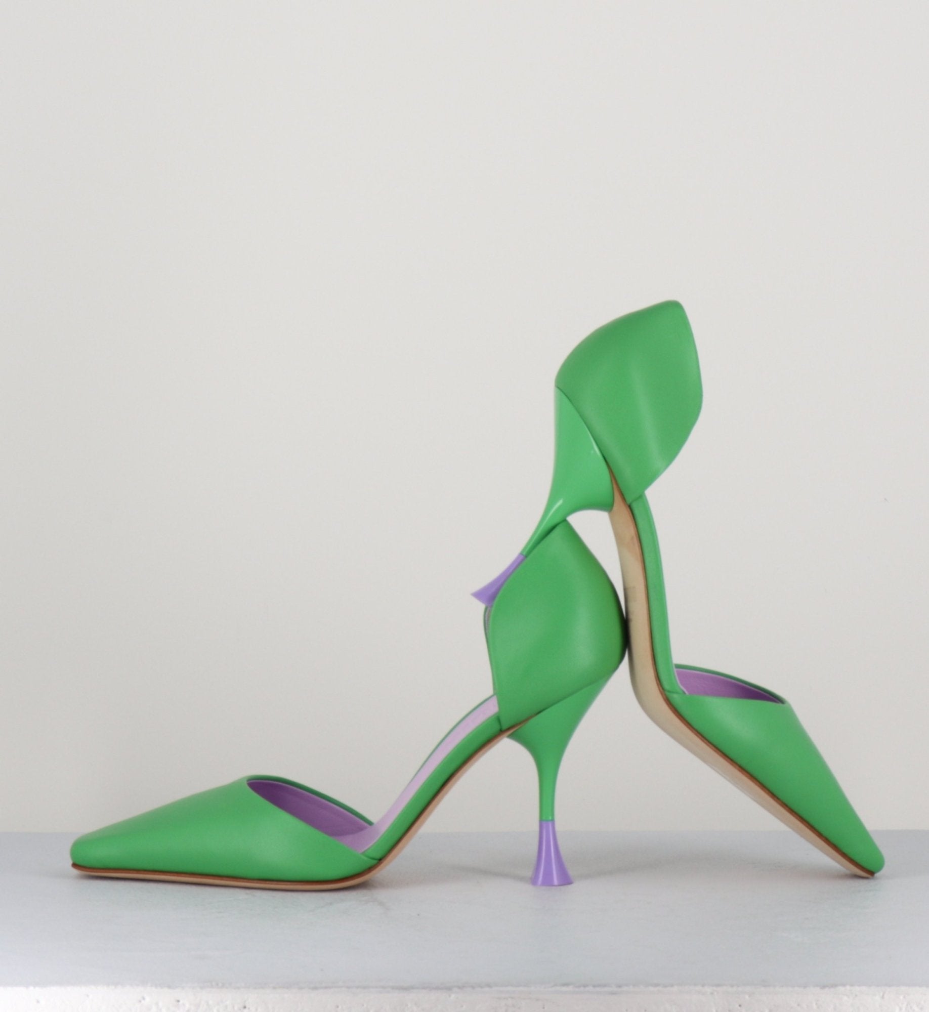 Escarpins en cuir vert 90s - HOLLY CRIS GRASS