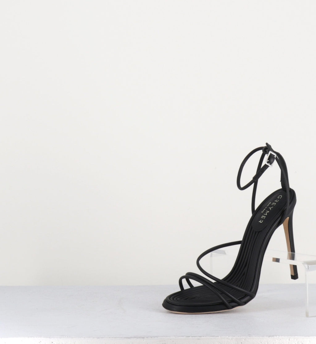 Sandales à talon aiguille en cuir noir Greymer - 718.110 ROPE