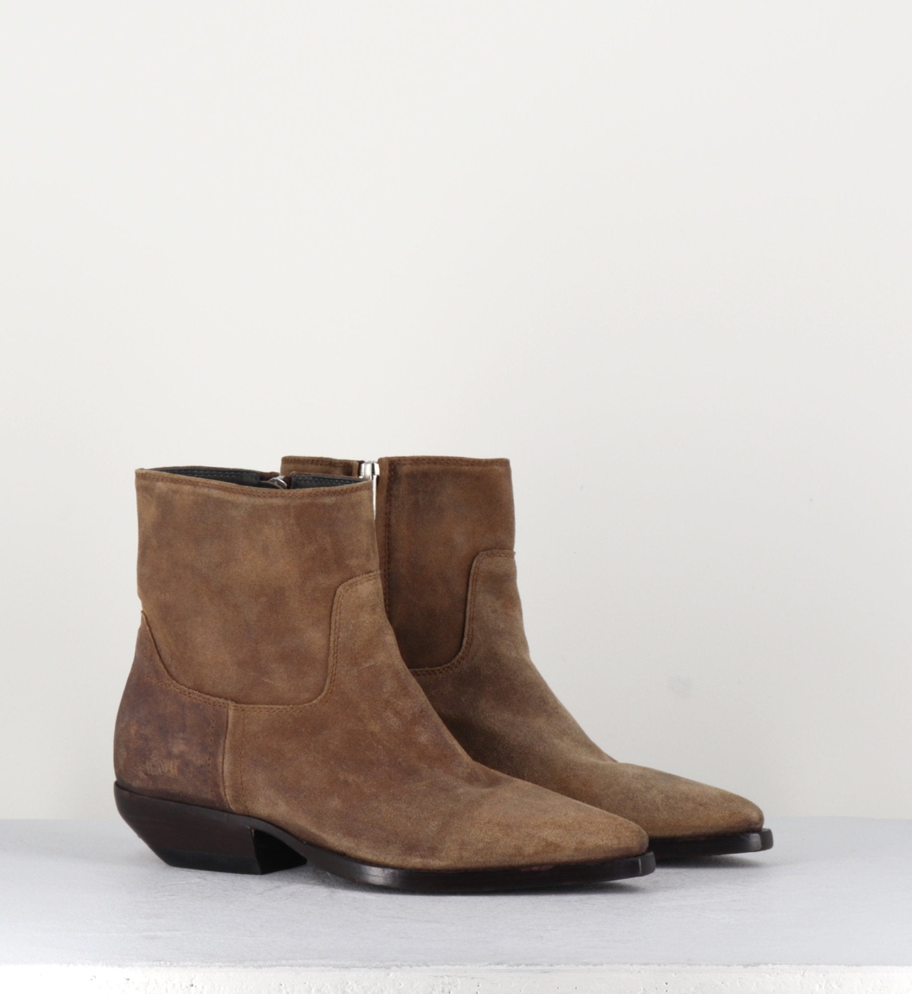Bottines western en veau velour lavé camel Officine Creative - ASTREE001