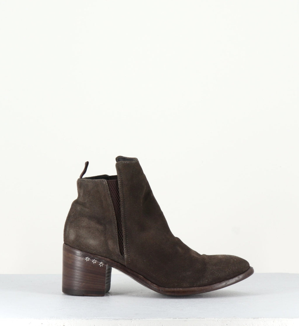 Bottines petit talon en cuir taupe TESSA45045T- Alberto Fasciani