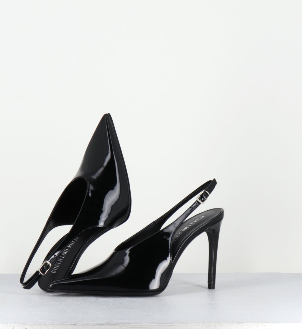 Escarpins slingback talon haut en cuir vernis noir - FEEL VERNICE BLACK