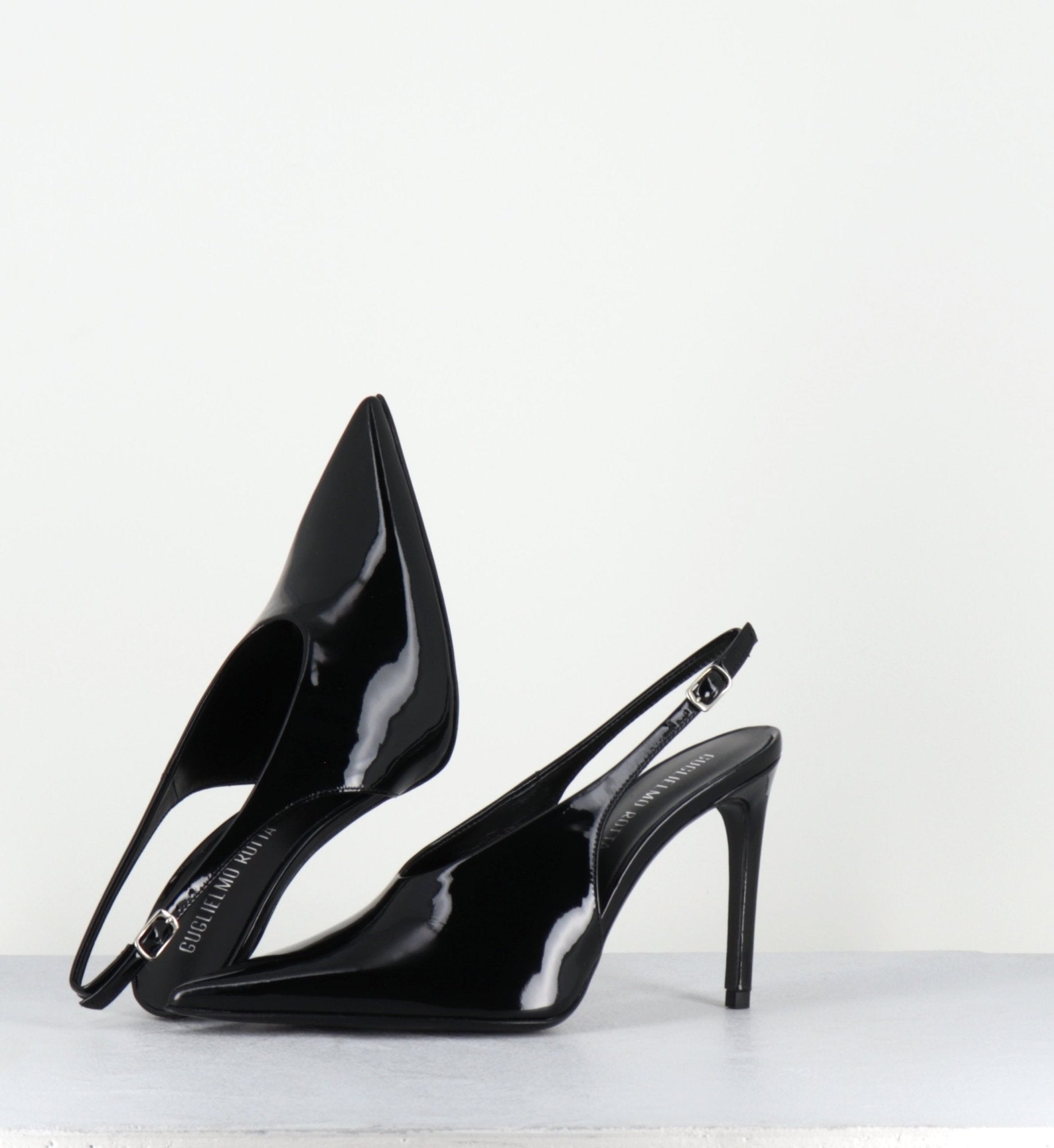Escarpins slingback talon haut en cuir vernis noir - FEEL VERNICE BLACK