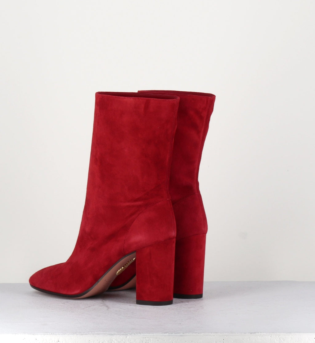 Bottines en suede rouge et tige ample Aquazzura - BOOGIE BOOTIE RED