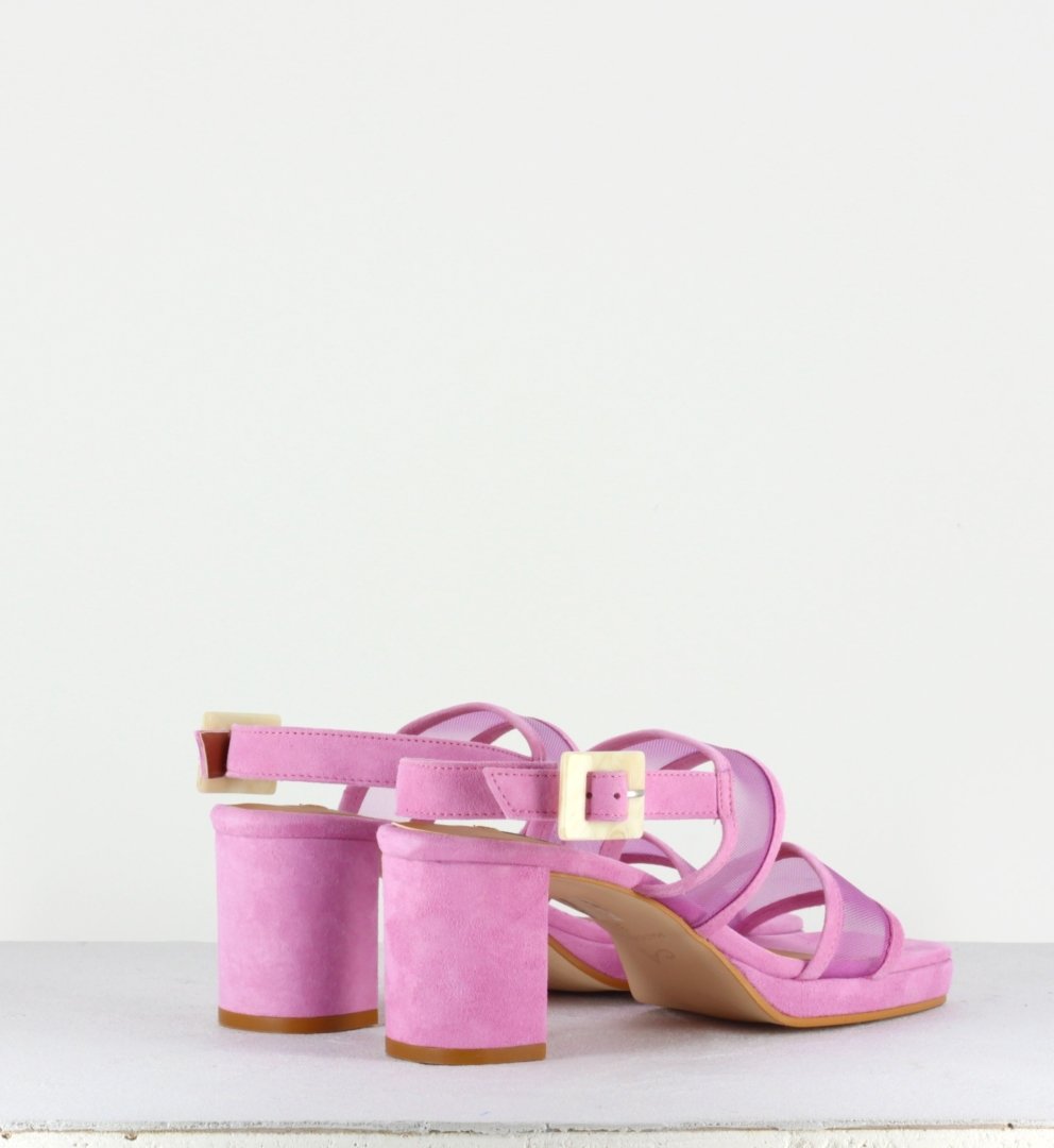 Sandales en daim et mesh violet - PRUNA MESH