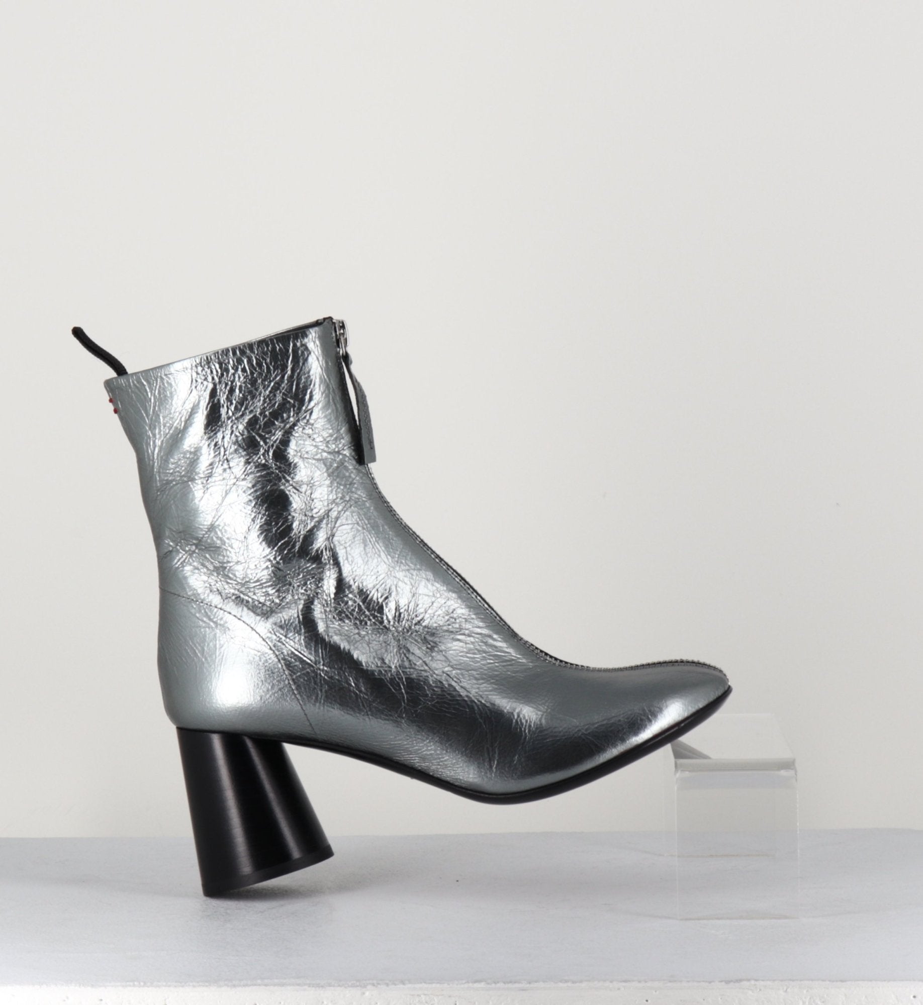 Bottines en cuir métallisé argent très souple - ACE07 METAL