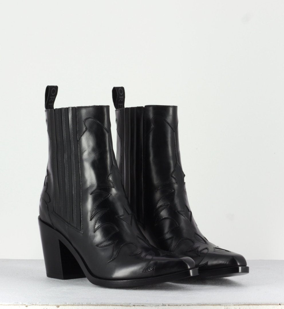 Bottines santiags en cuir noir Sartore - SR3265 