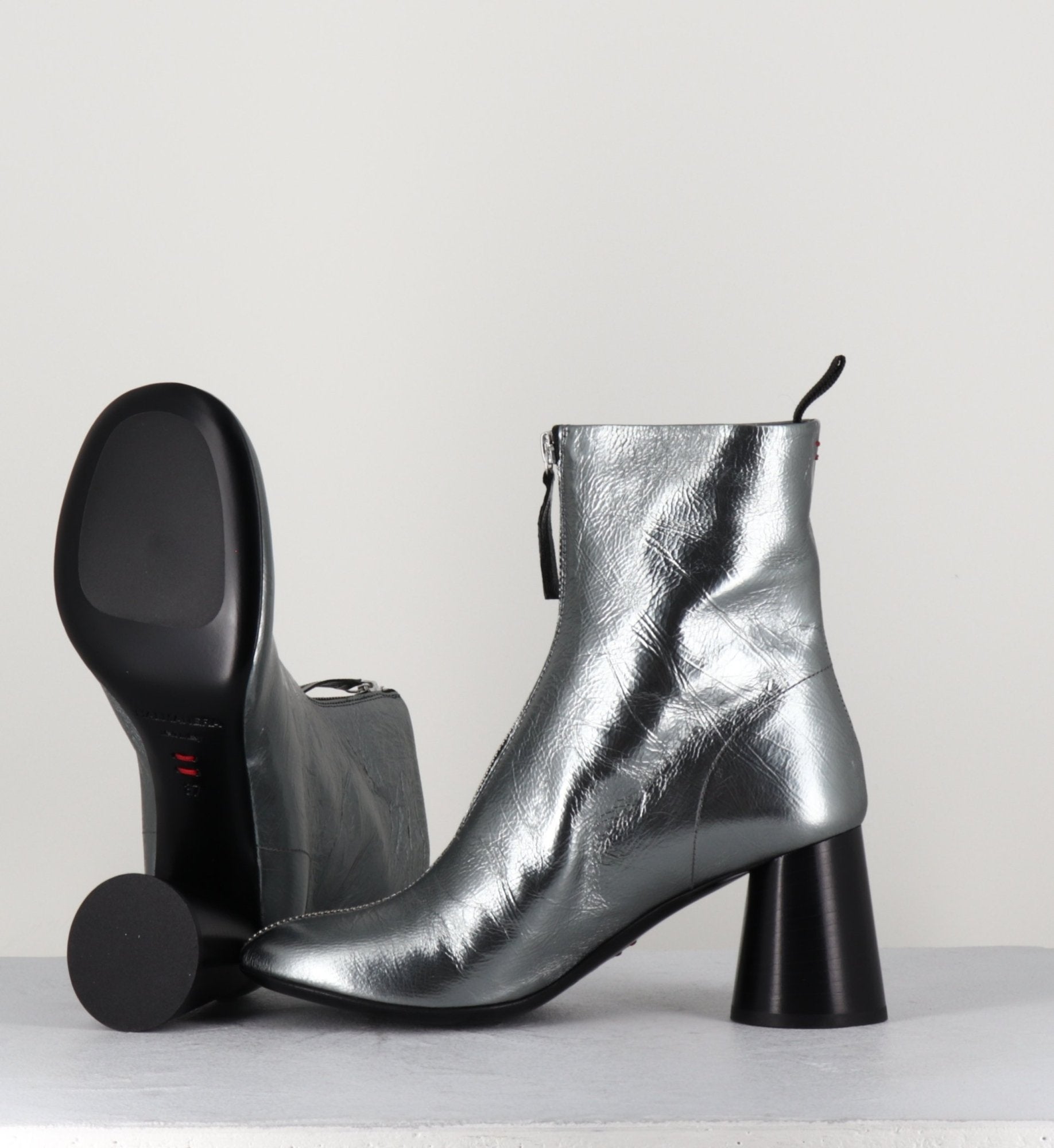 Bottines en cuir métallisé argent très souple - ACE07 METAL