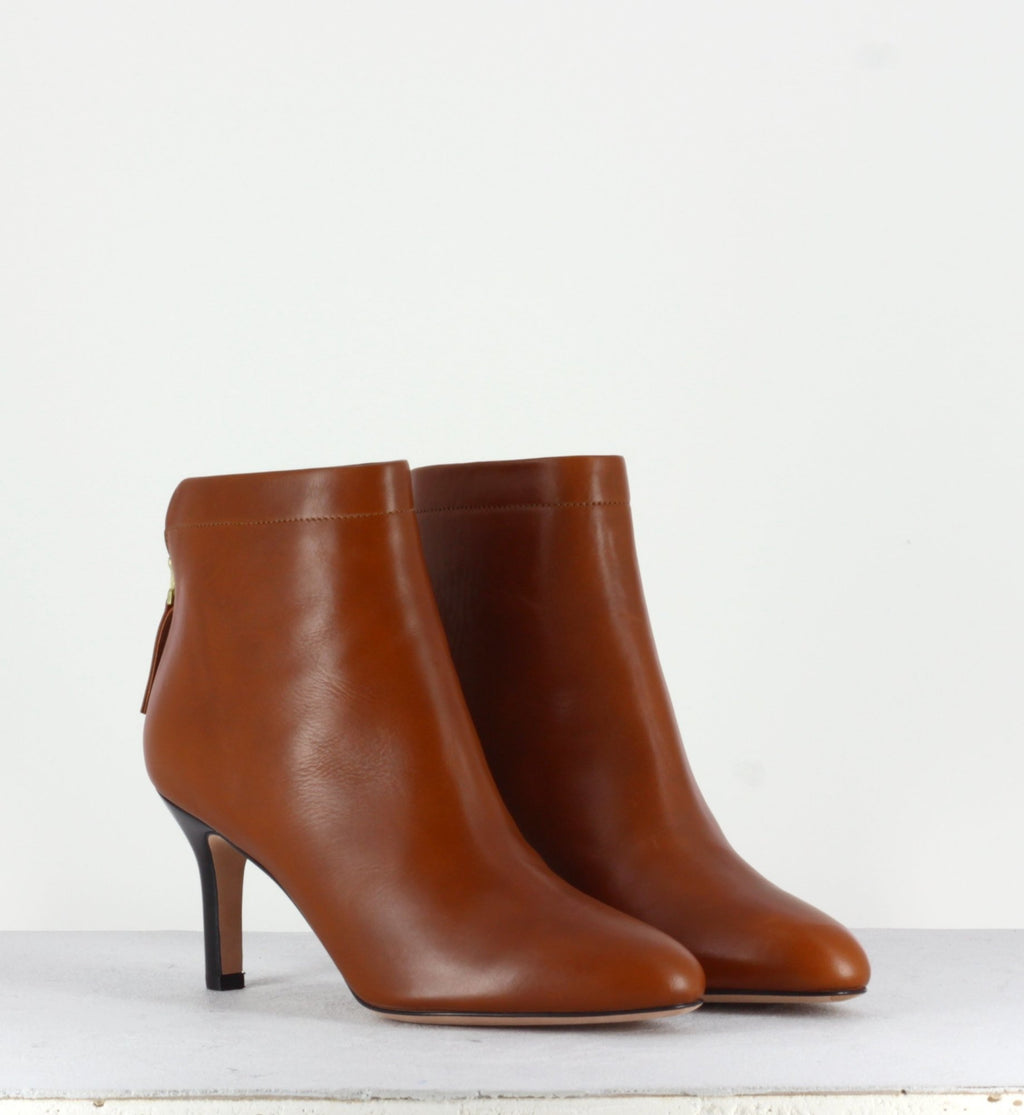 Bottines à talons en cuir camel 7049C - Pellico