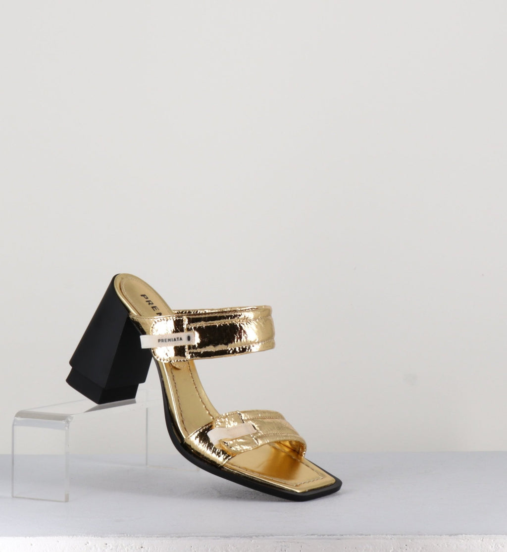 Sandales en cuir métallisé doré texturé - M6270 GOLD