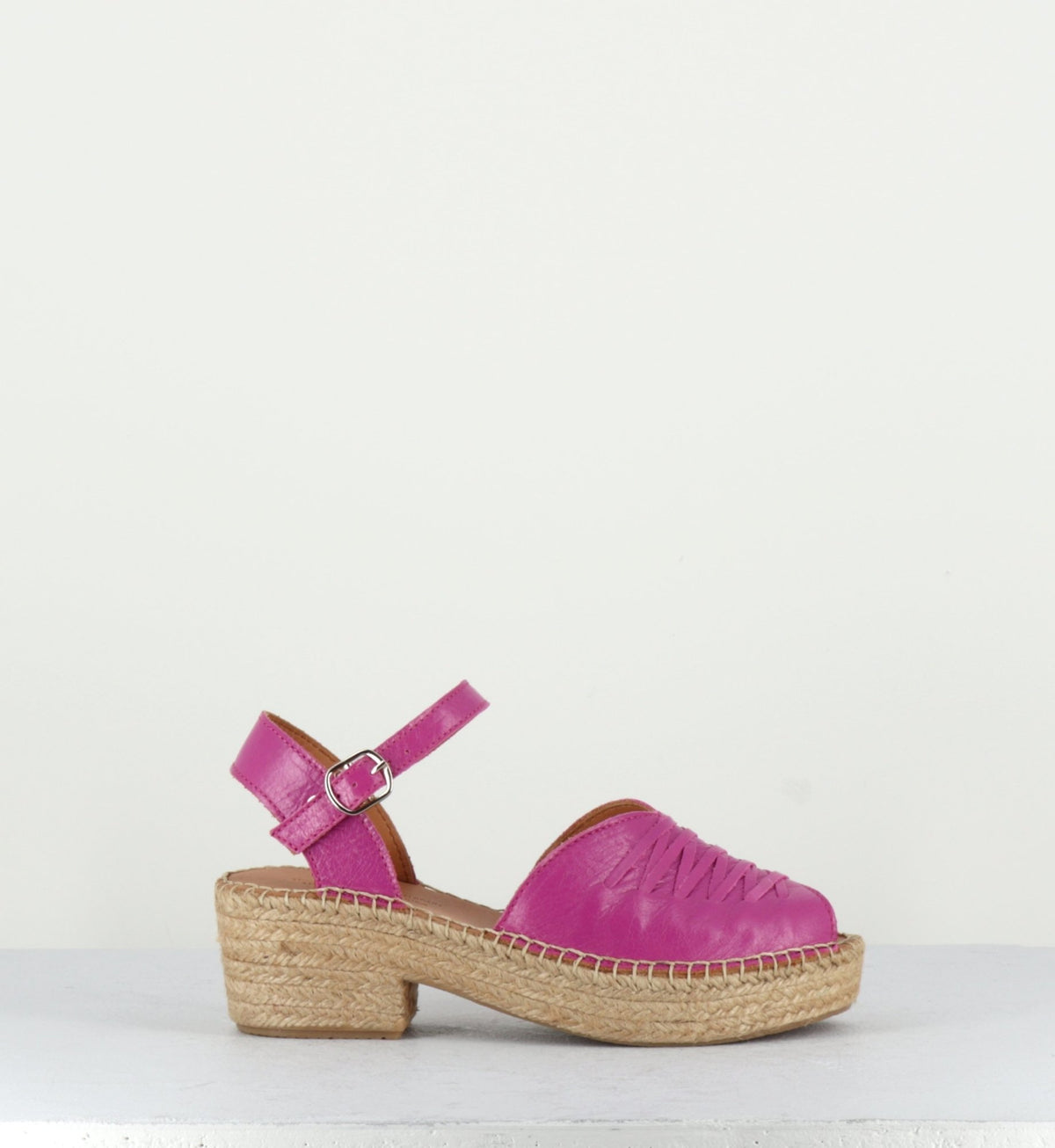 Sandales espadrilles en cuir effet vinyle rose - MICA PINK – Garrice