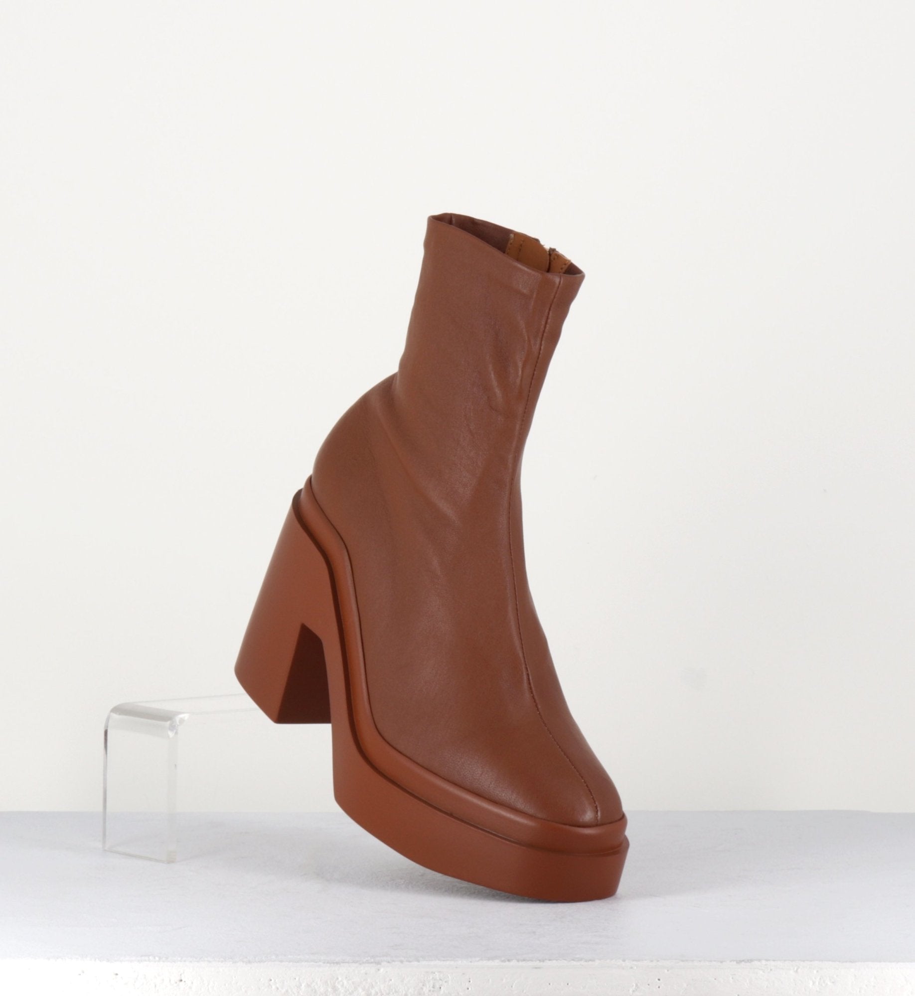 Boots en cuir couleur bois stretch - NINAA BOIS