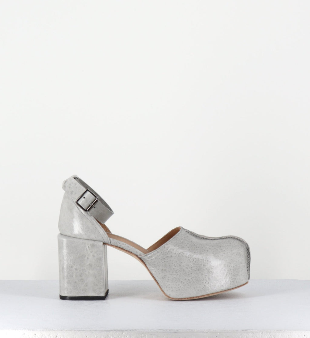 Babies à plateforme en cuir gaufré gris - 1GS445 NAPLAK LIGHT GREY