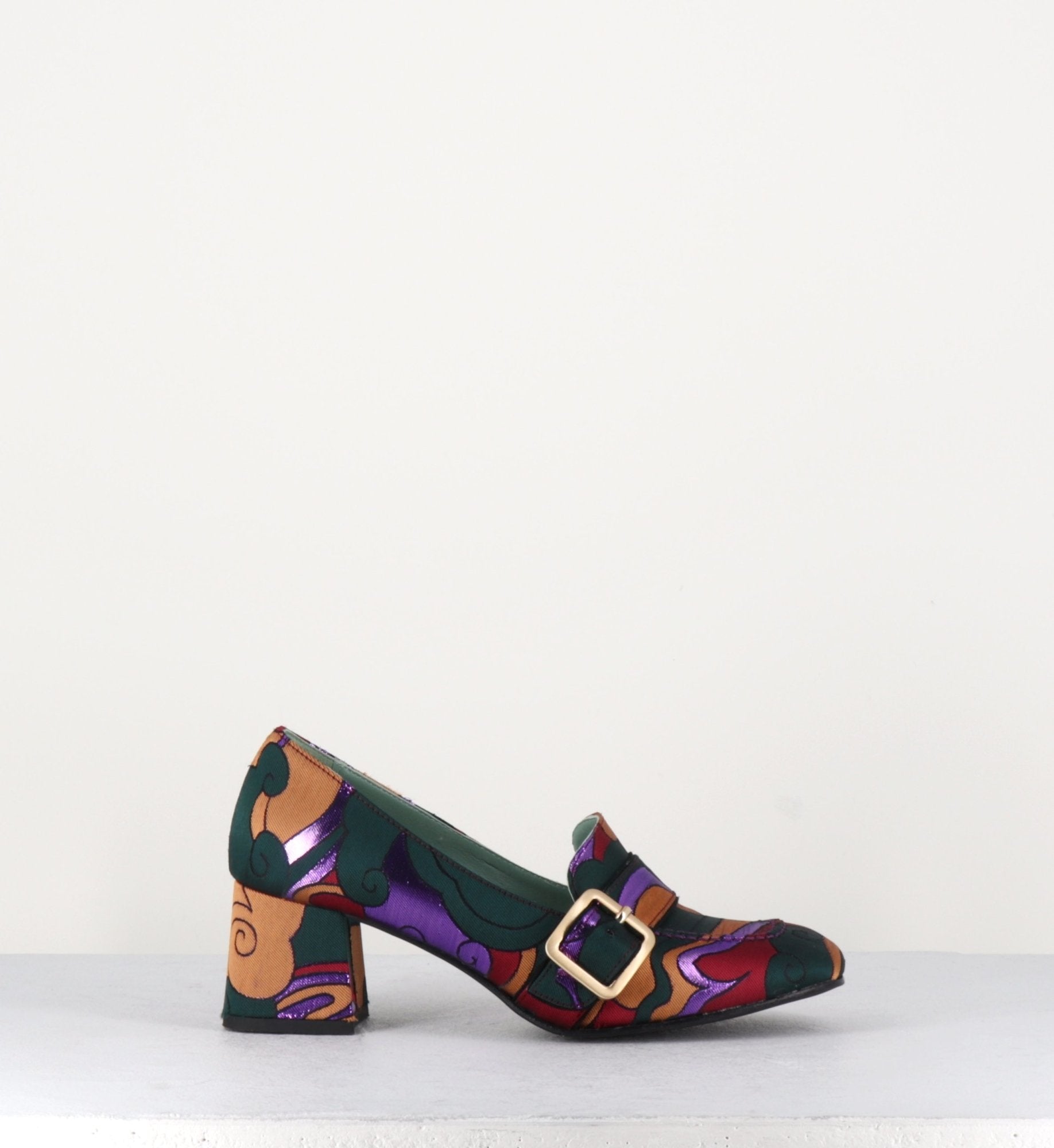 Mocassins à talons en toile multicolore D83S3 - Paola D'Arcano