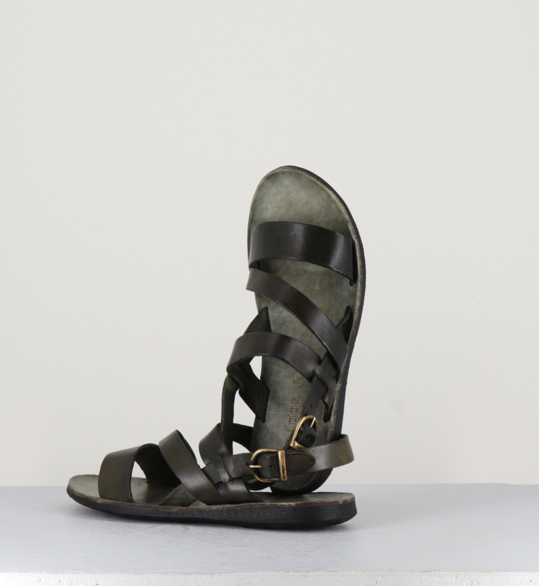 Sandales en cuir vert khaki - 34556 OLIVA