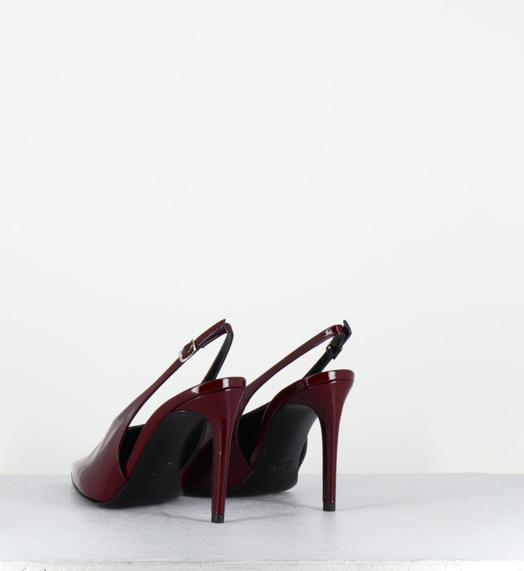 Escarpins slingback talon haut en cuir vernis bordeaux - FEEL VERNICE BURGUNDY