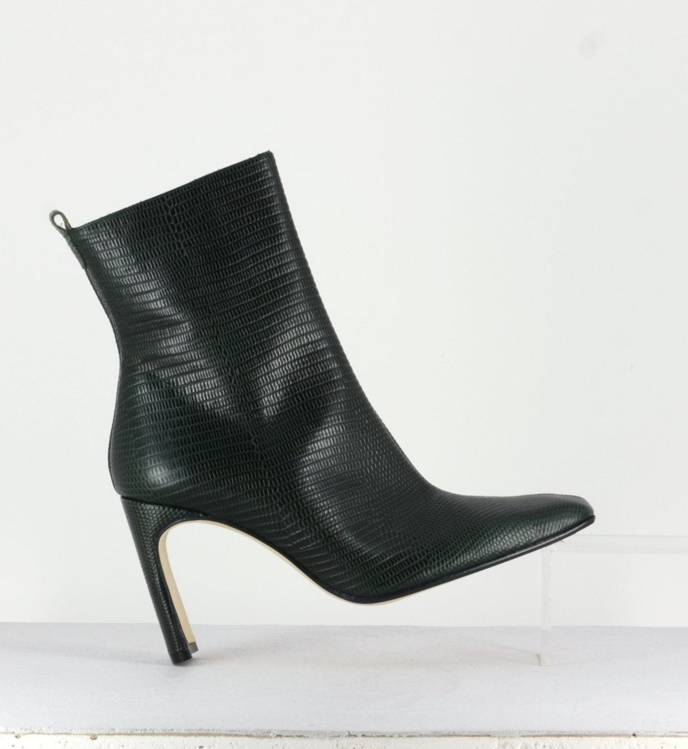 MARCELLE BOTTLE GREEN LEATHER BOOTS - MIISTA