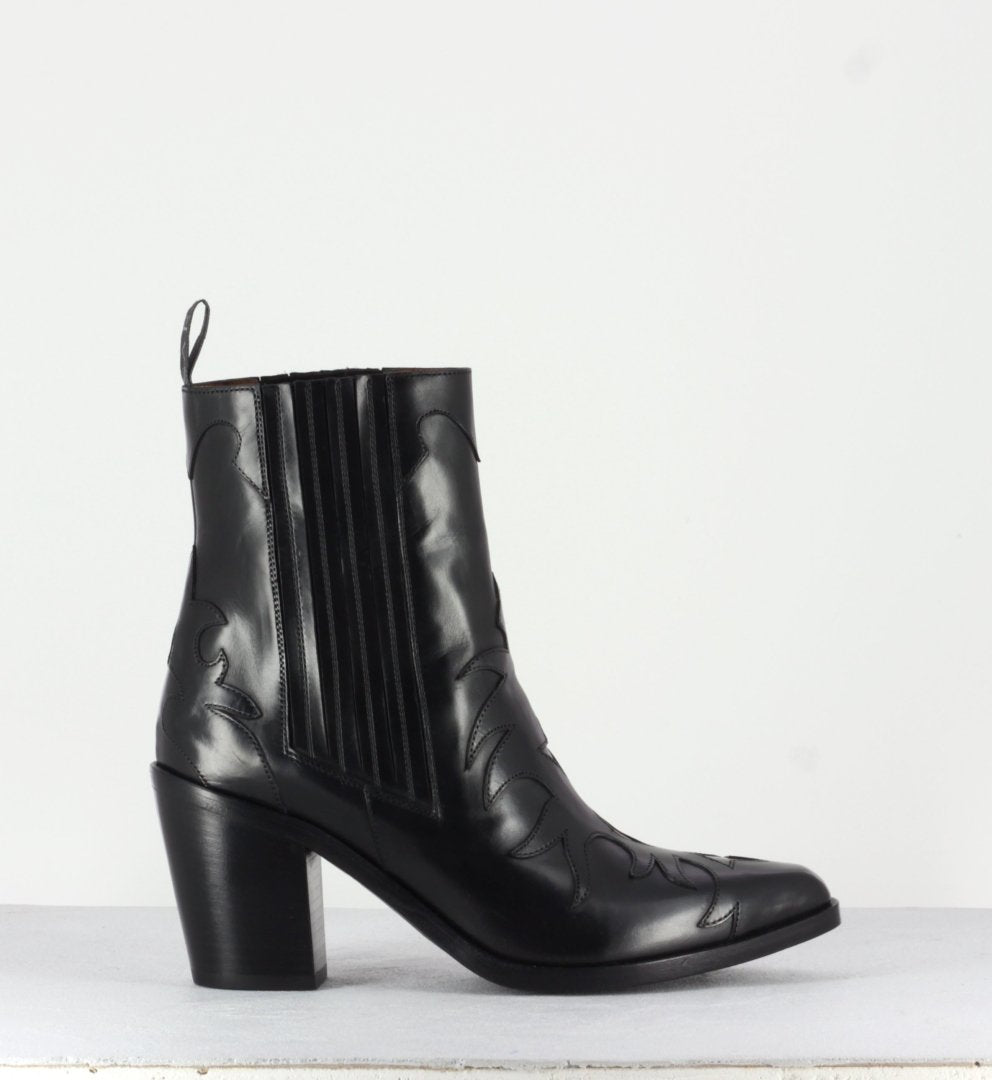 Bottines santiags en cuir noir Sartore - SR3265 