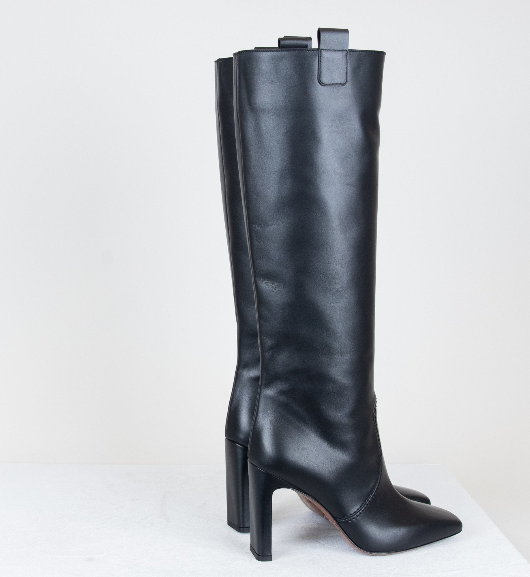 Bottes en cuir noir à talon fin - LDO051 BLACK
