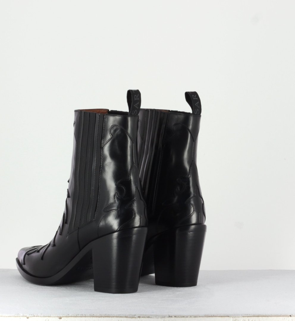 Bottines santiags en cuir noir Sartore - SR3265 