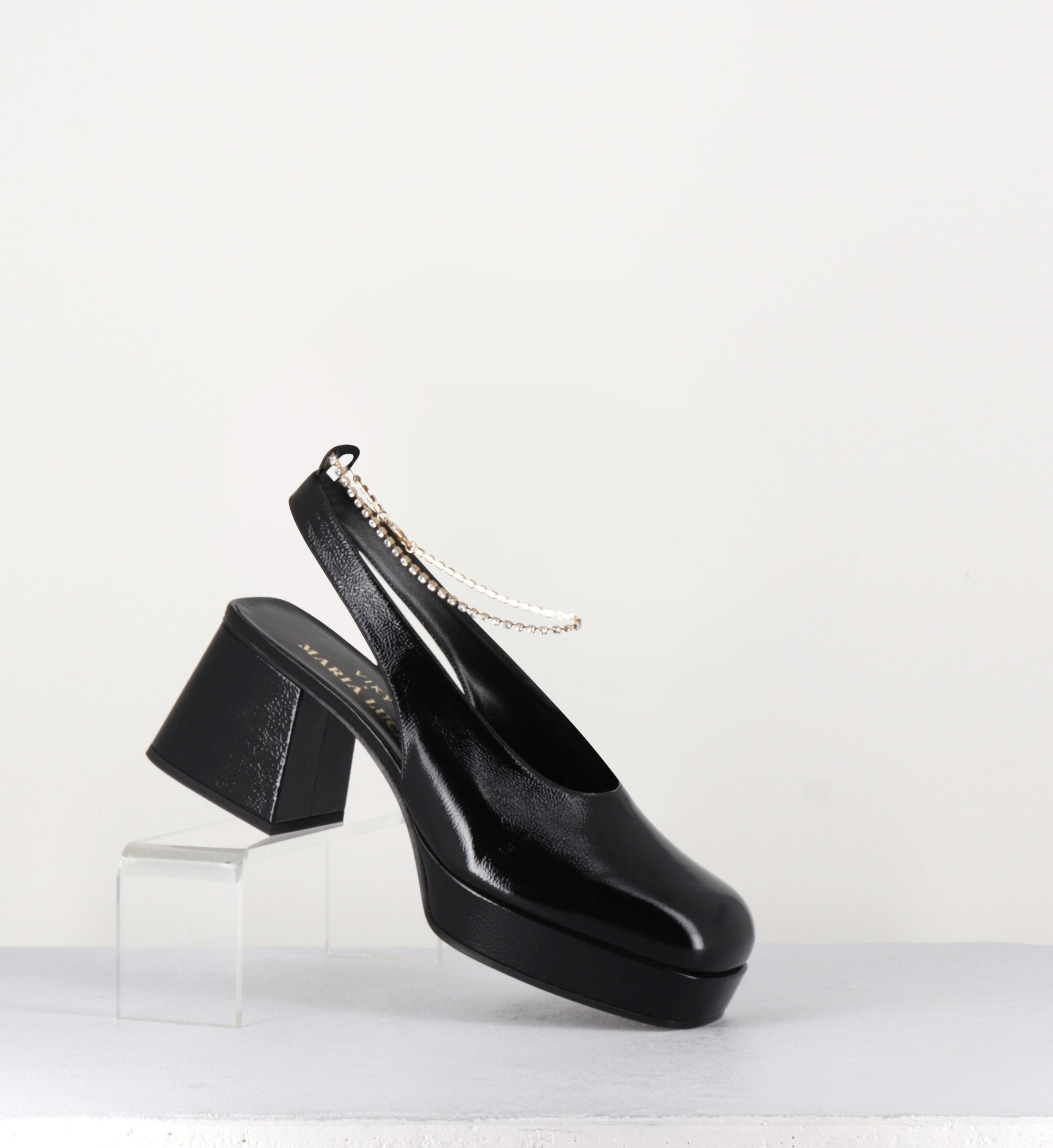 Escarpins look vintage en naplack noir - BLACK VIKY PLATFORM