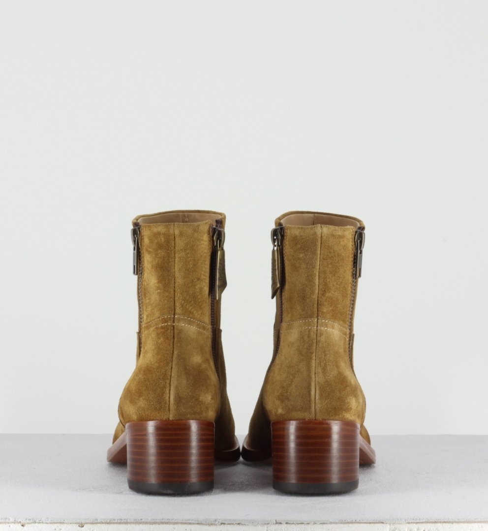 La Bottega di Lisa - Bottines en veau velours camel 3933C