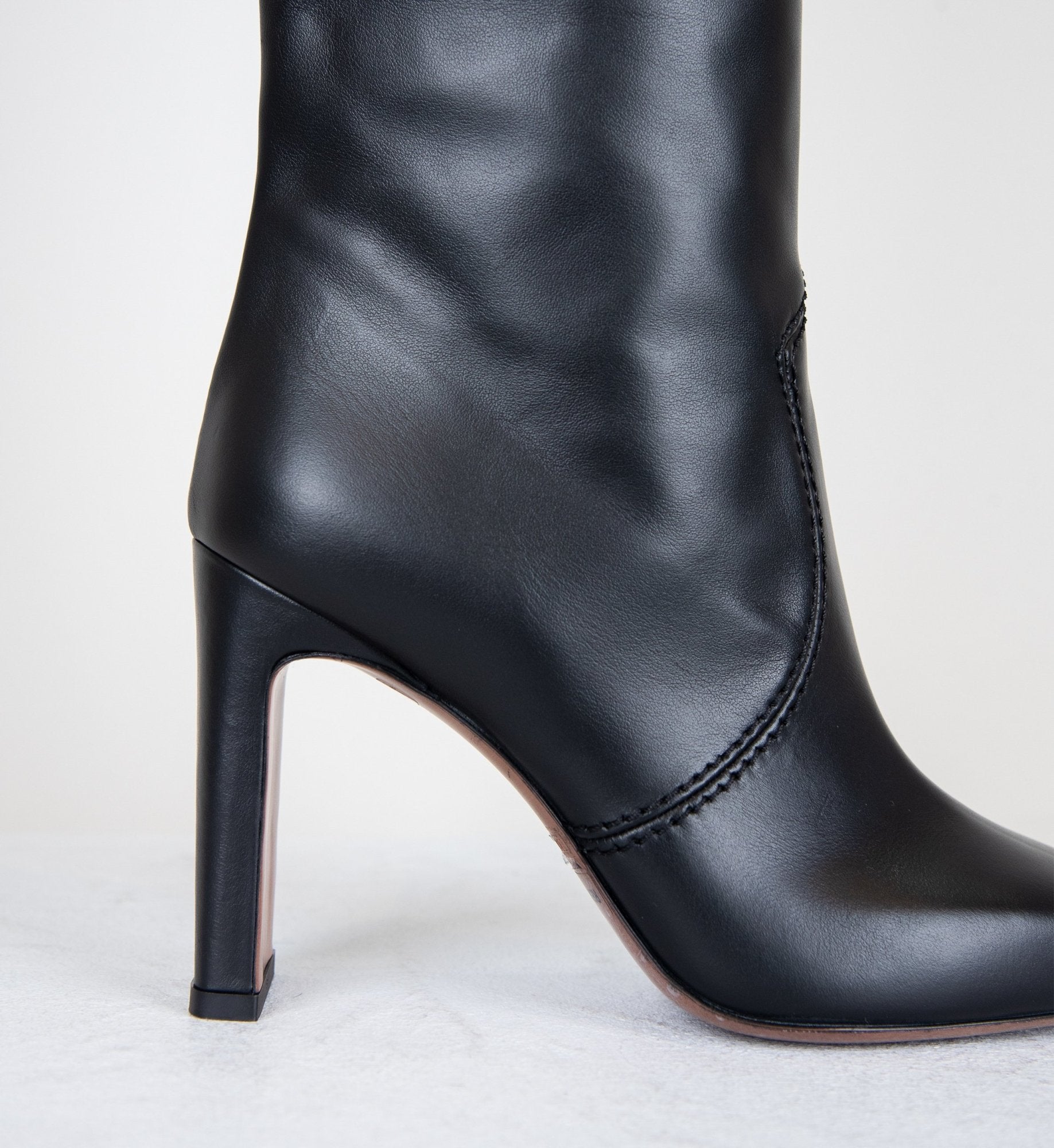 Bottes en cuir noir à talon fin - LDO051 BLACK